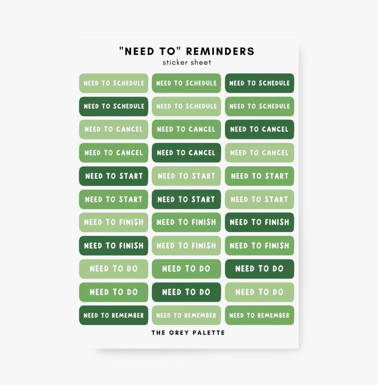 Colorful 'Need To' Planner Sticker Sheets