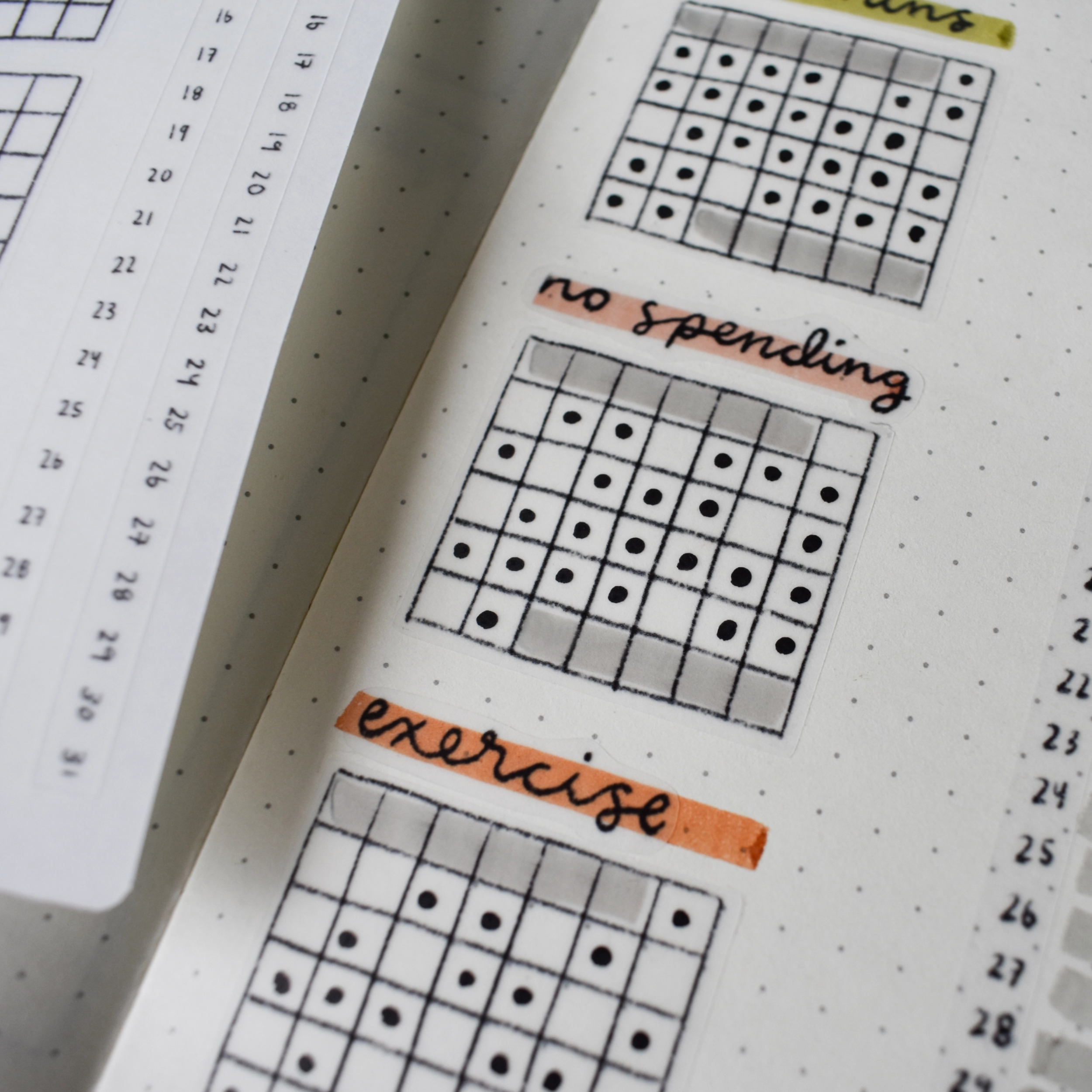 his sticker sheet includes peel-and-stick grids designed for habit tracking. Organize your habits and goals with ease, making progress visible and motivating. These stickers are from Lines and Colors Design and sold at BBB Supplies Craft Shop. 