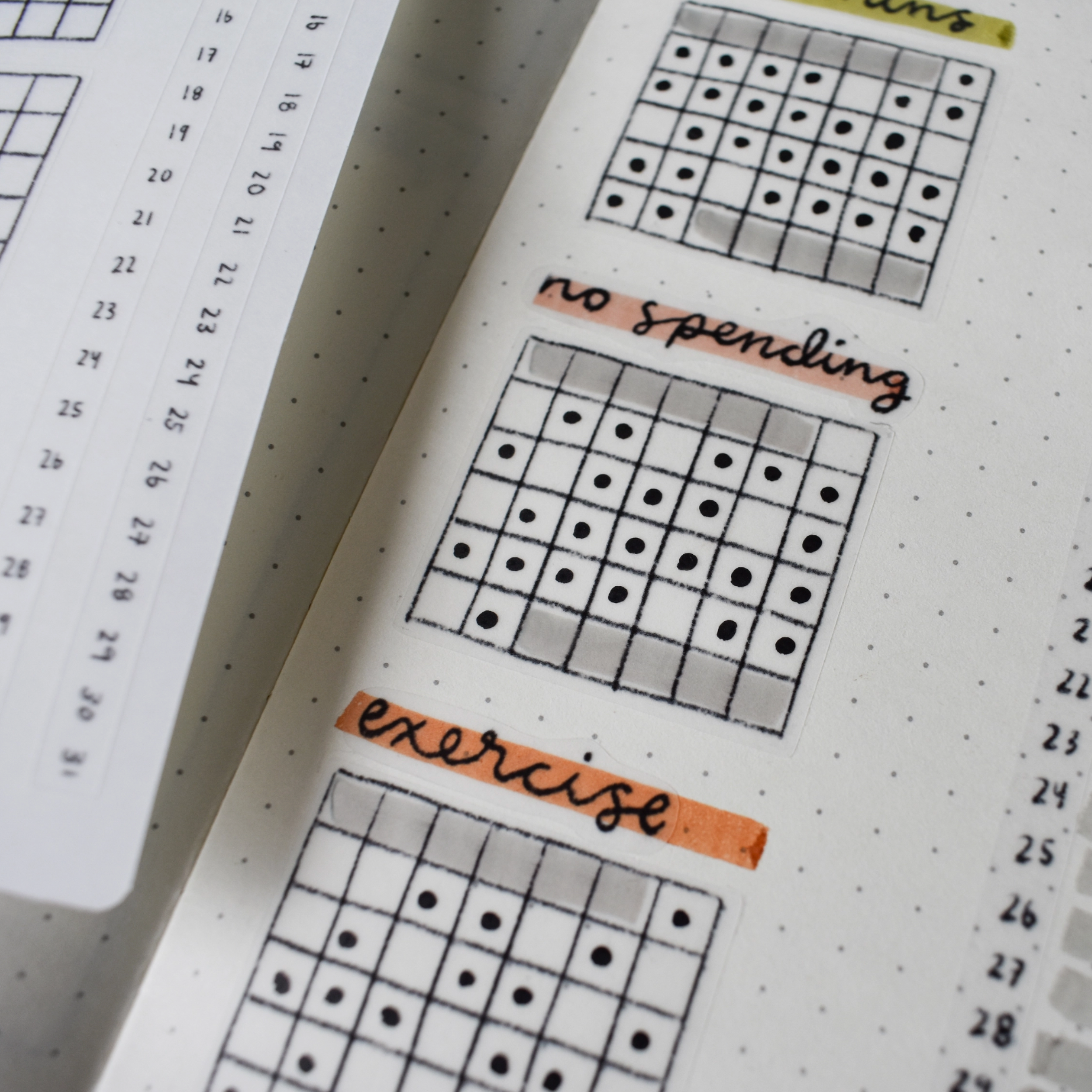 his sticker sheet includes peel-and-stick grids designed for habit tracking. Organize your habits and goals with ease, making progress visible and motivating. These stickers are from Lines and Colors Design and sold at BBB Supplies Craft Shop.