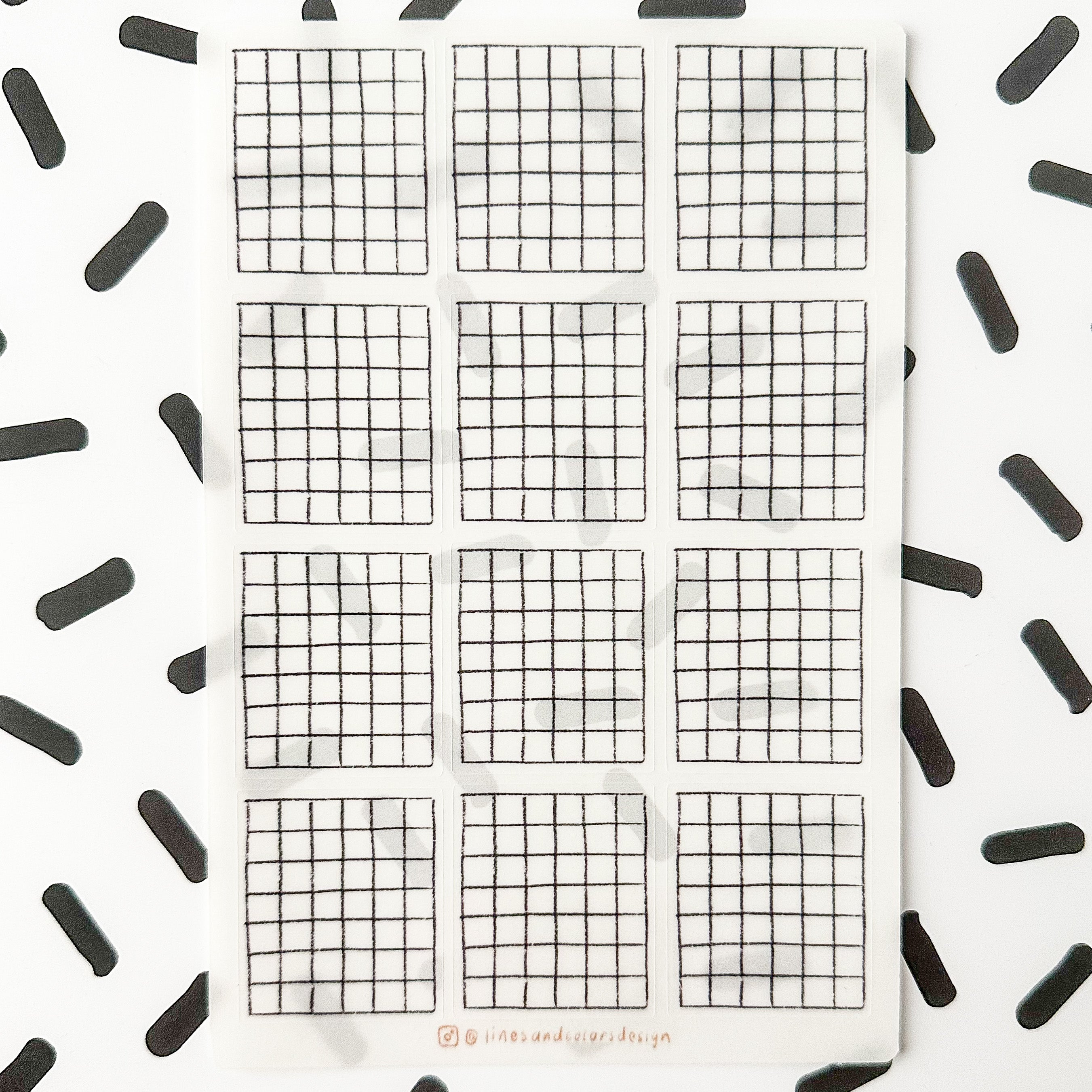 his sticker sheet includes peel-and-stick grids designed for habit tracking. Organize your habits and goals with ease, making progress visible and motivating. These stickers are from Lines and Colors Design and sold at BBB Supplies Craft Shop. 
