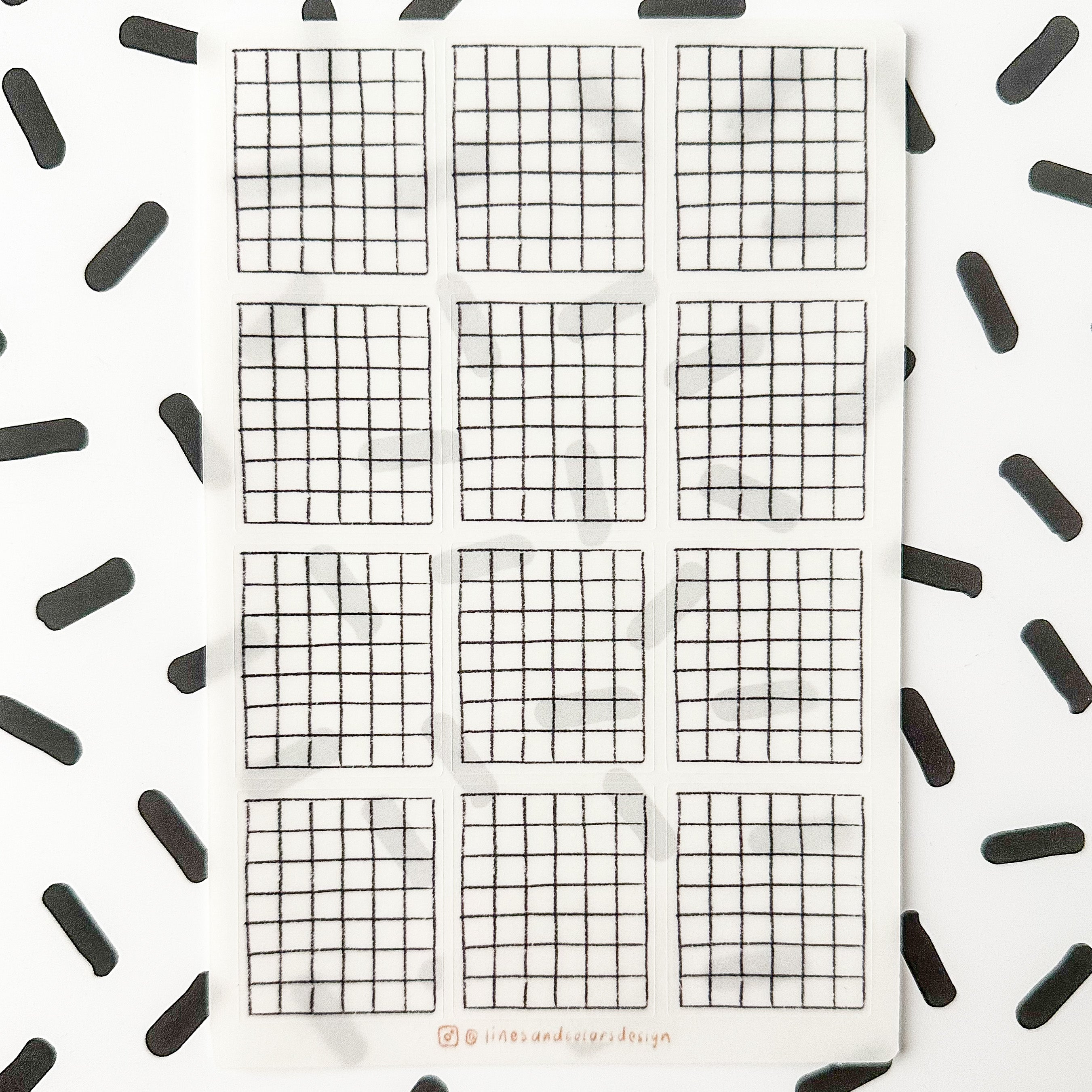 his sticker sheet includes peel-and-stick grids designed for habit tracking. Organize your habits and goals with ease, making progress visible and motivating. These stickers are from Lines and Colors Design and sold at BBB Supplies Craft Shop.