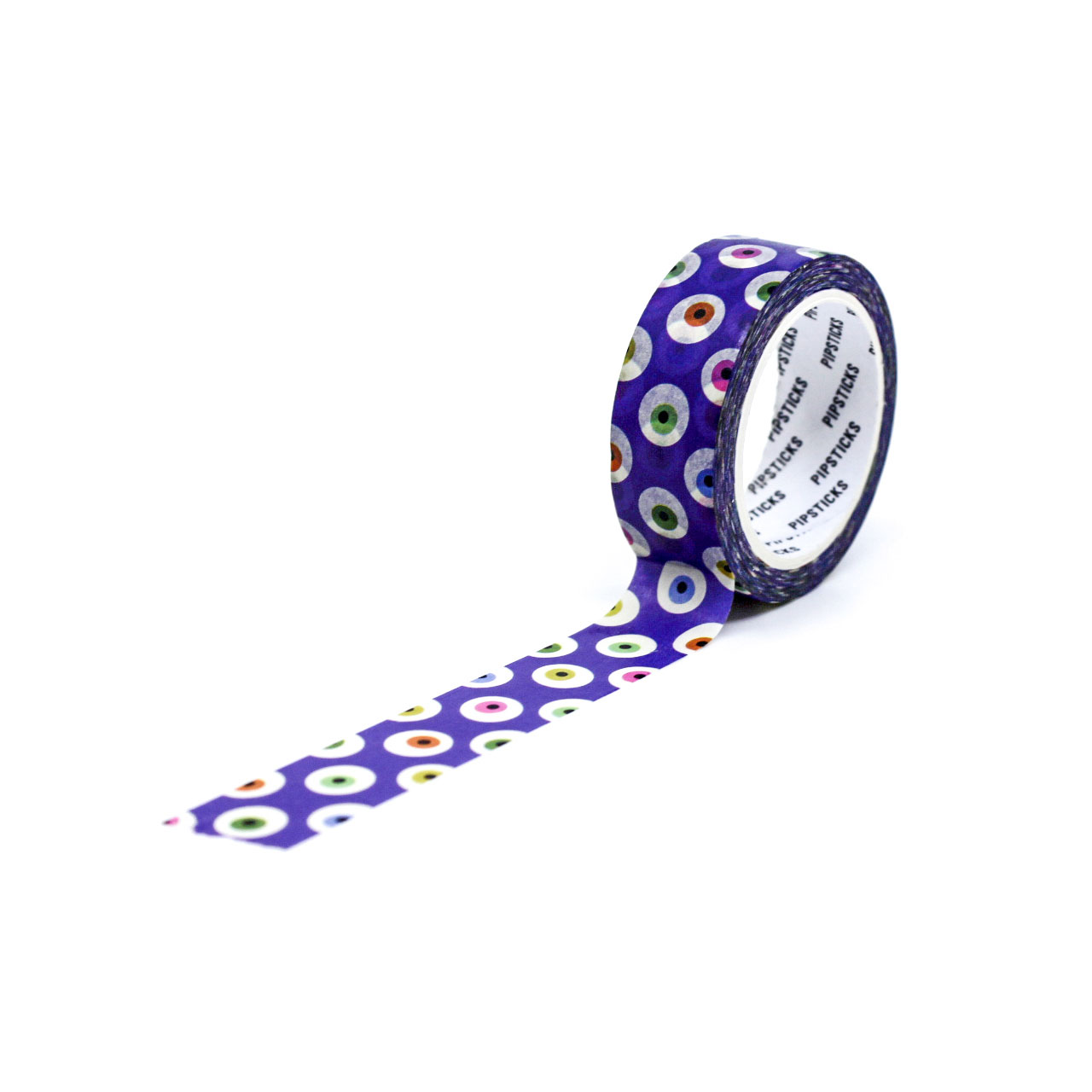 Purple Monster Eyes Washi Tape with quirky monster eyes on a bold purple background, perfect for Halloween crafts, planners, and spooky-themed projects.