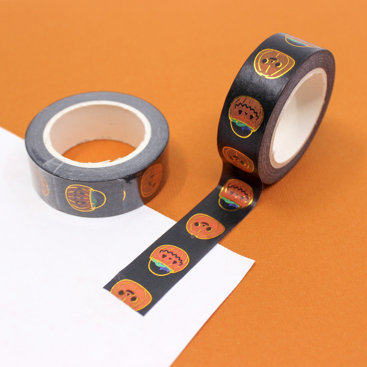 Get into the Halloween spirit with our Halloween Pumpkin Jack-o'-lantern Washi Tape, adorned with cheerful and spooky jack-o'-lantern designs. Ideal for adding a festive and traditional touch to your projects. This tape is sold at BBB Supplies Craft Shop.