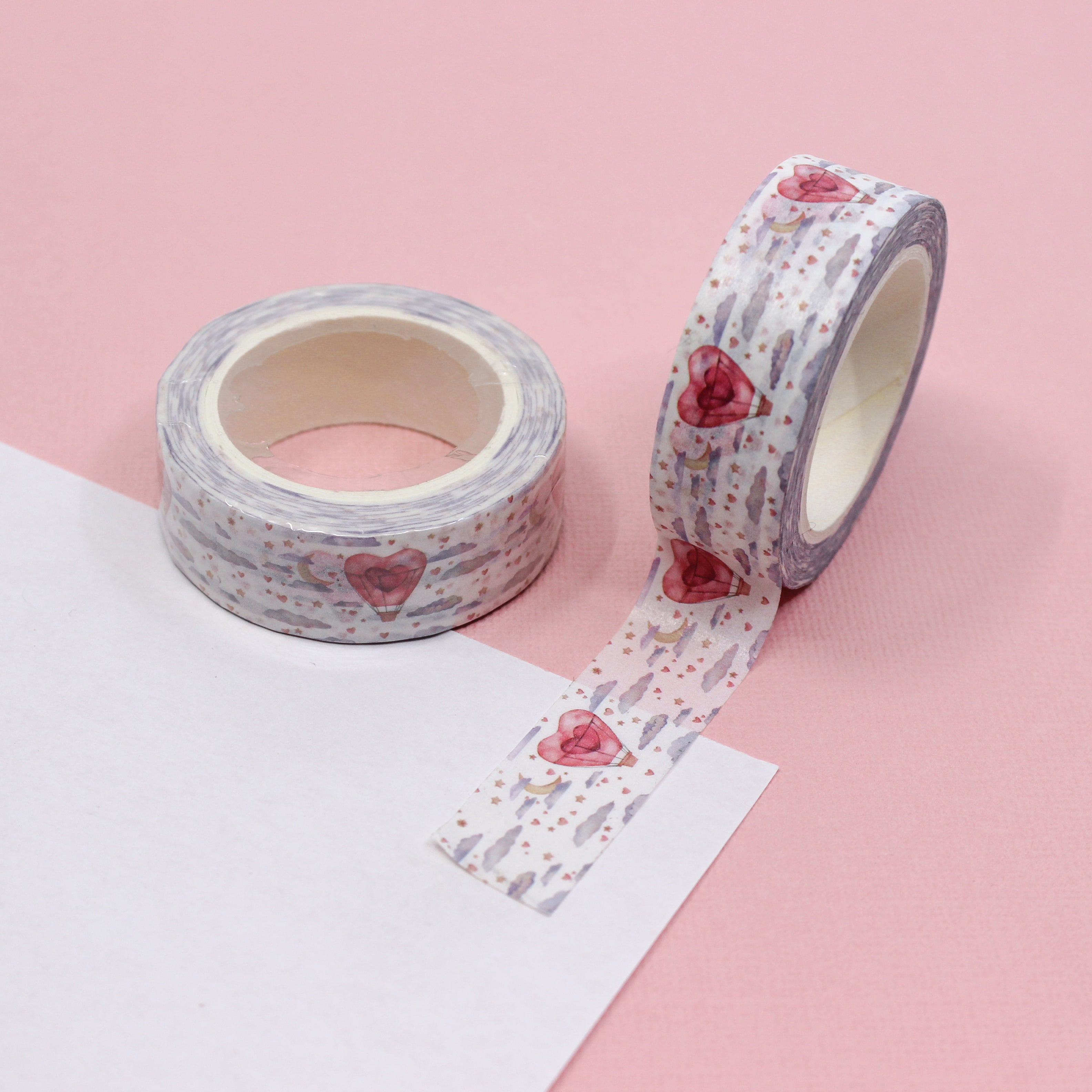 This tape featuring a heart-shaped air balloon is an expression of love that is perfect for adding a cute, romantic touch to your greeting cards, scrapbooks, planner spreads, or gift wrapping. This tape is sold at BBB Supplies Craft Shop.