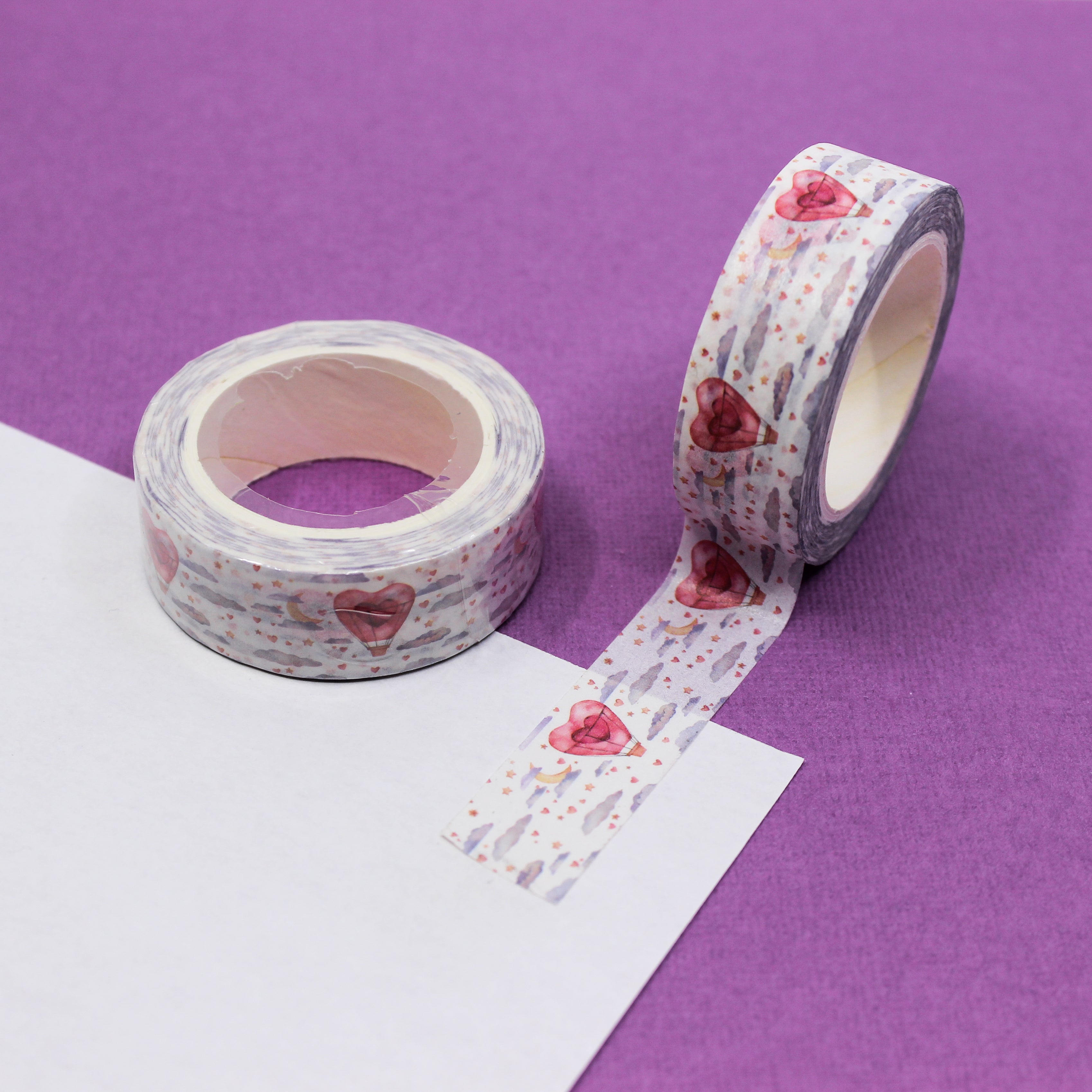 This tape featuring a heart-shaped air balloon is an expression of love that is perfect for adding a cute, romantic touch to your greeting cards, scrapbooks, planner spreads, or gift wrapping. This tape is sold at BBB Supplies Craft Shop.