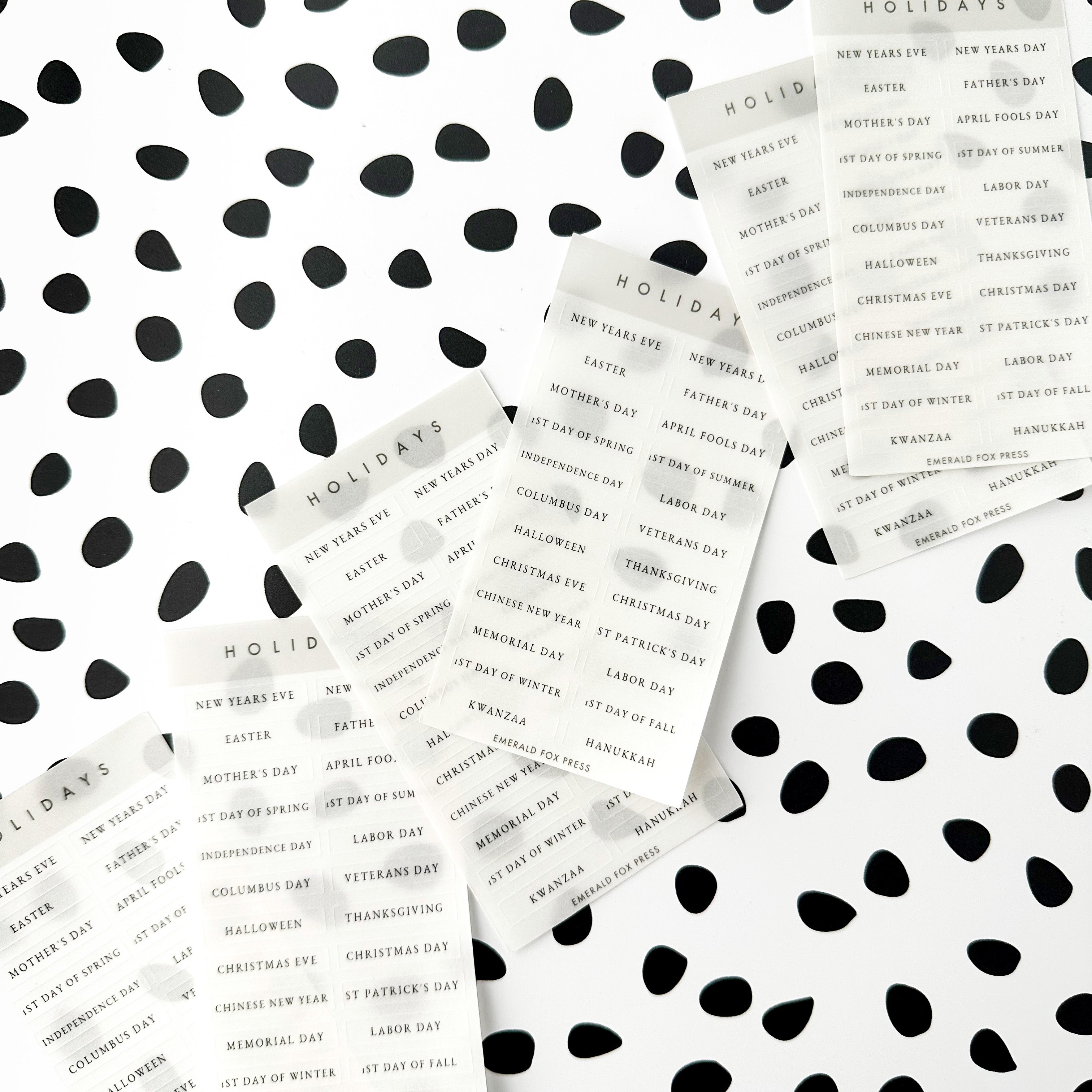 Sheet of holiday stickers is perfect for marking your calendar, planner or BUJo in style.