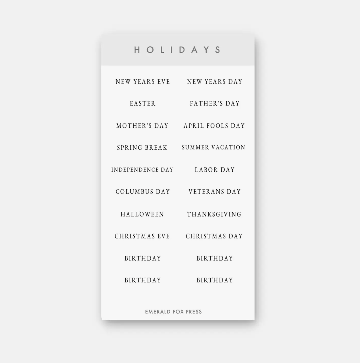 Sheet of holiday stickers is perfect for marking your calendar, planner or BUJo in style.