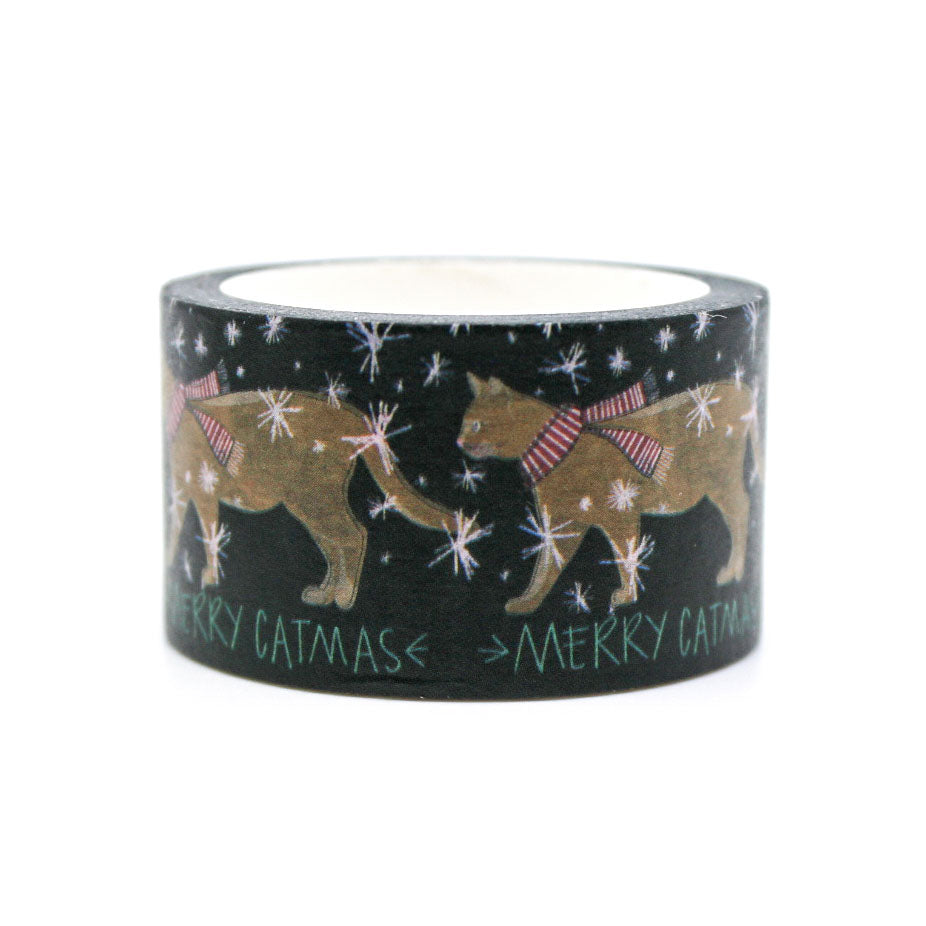 Decorative winter holiday cats washi tape for journaling