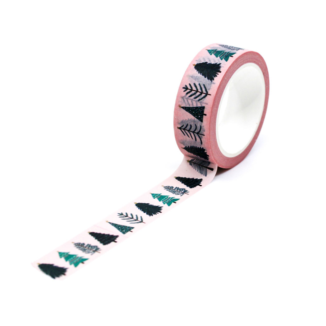 Blush pink Christmas washi tape for journaling and wrapping