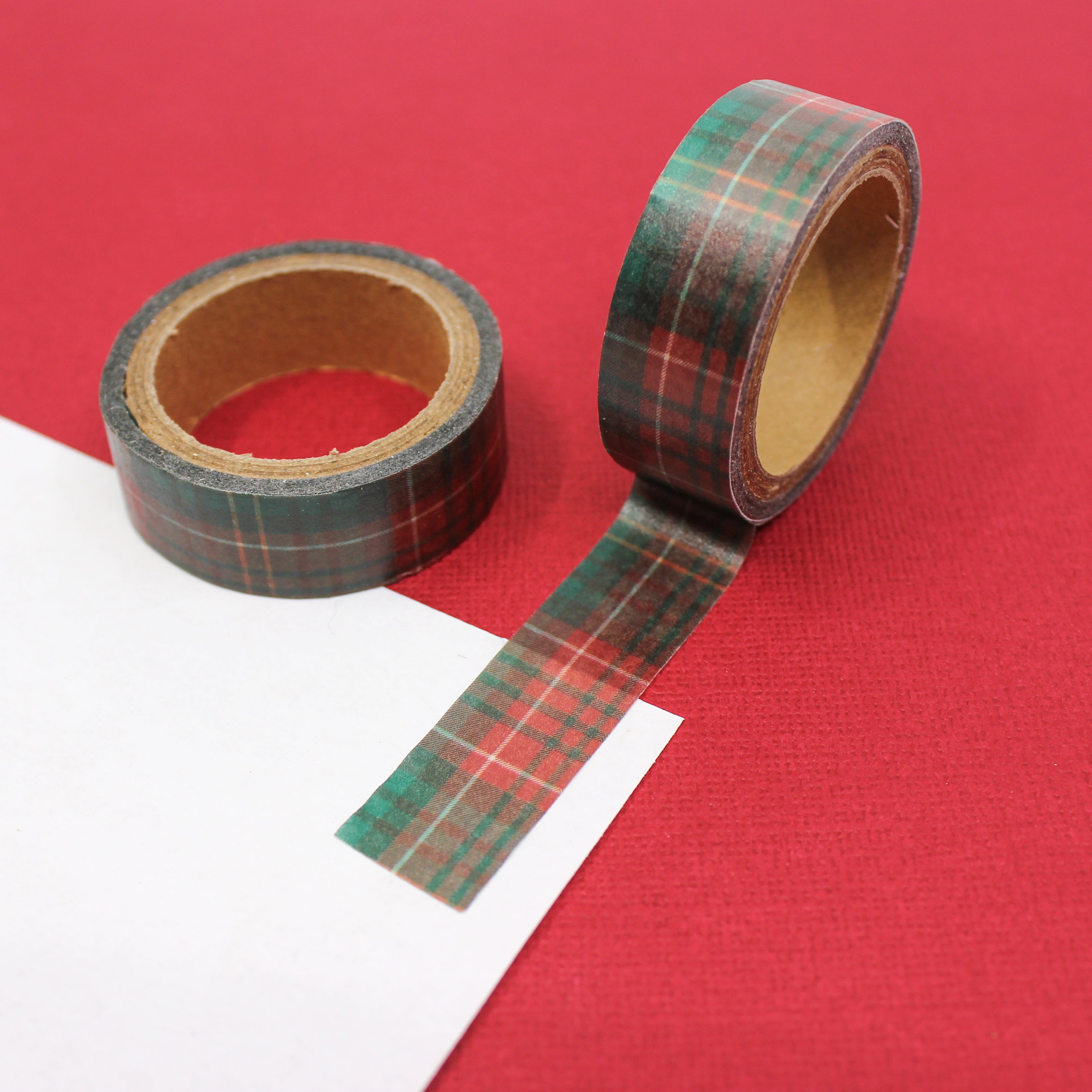 Celebrate the holiday season with our red and green holiday plaid washi tape, featuring a classic plaid pattern in festive Christmas colors, perfect for adding a touch of timeless holiday charm to your crafts. This tape is sold at BBB Supplies Craft Shop.