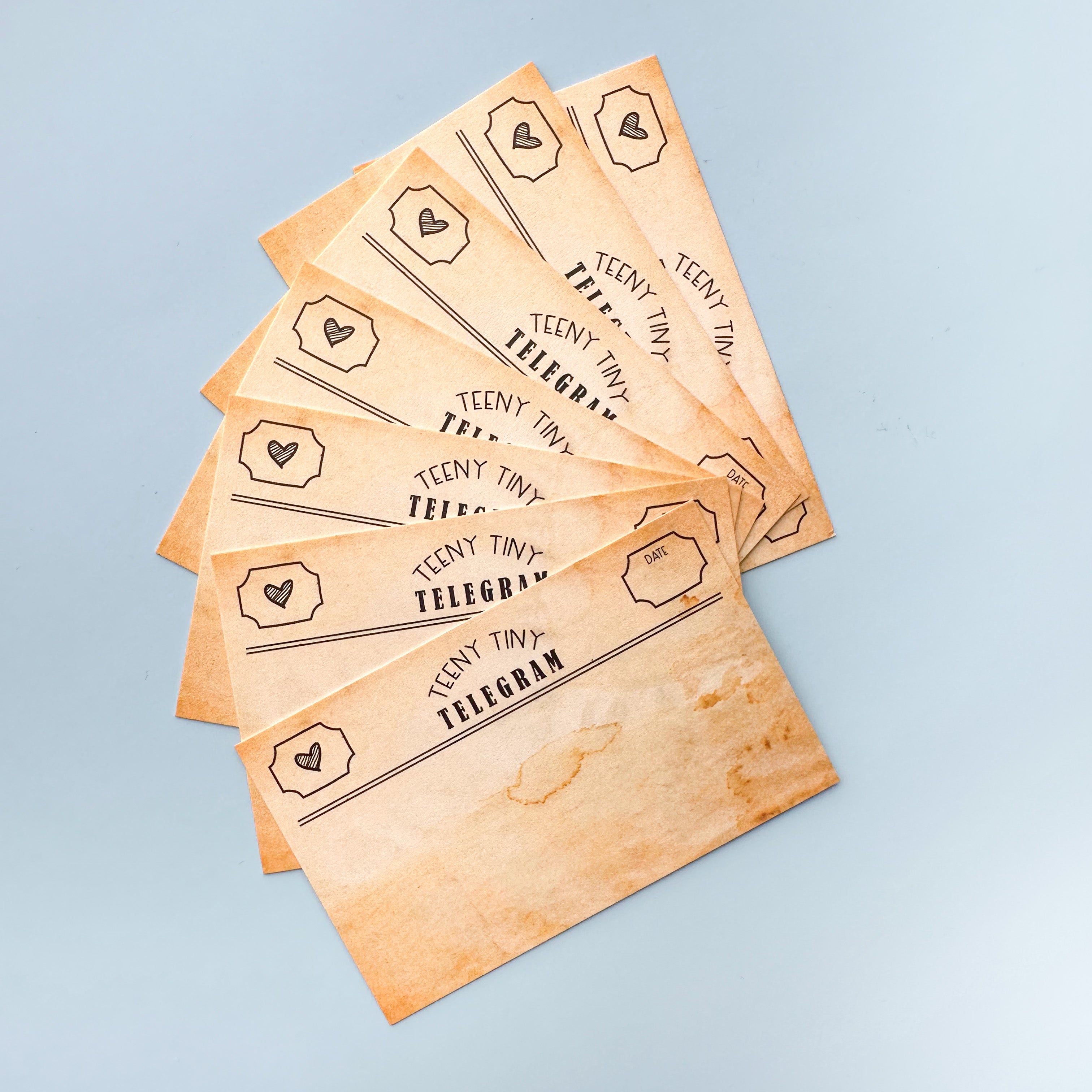 Telegram Mini Notecards designed with a vintage-inspired telegram style, perfect for quick notes, gift messages, and charming correspondence.