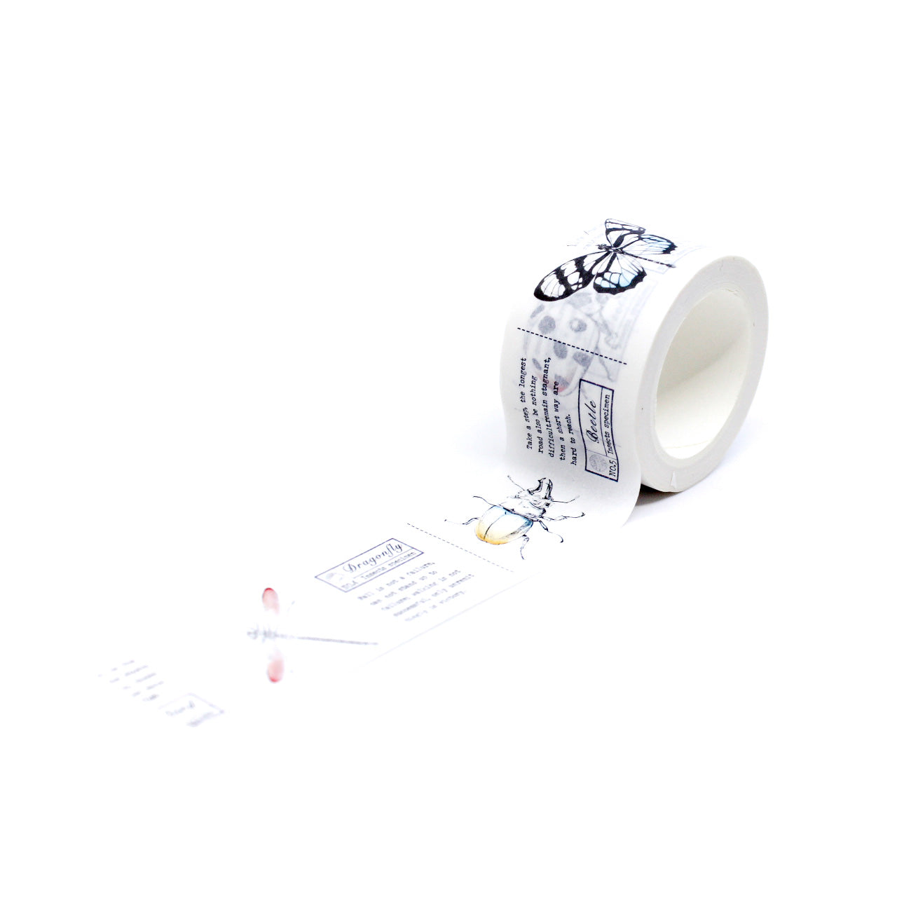 Entomologist and Zoology Insects Science Washi Tape, showcasing meticulously illustrated insects and scientific details, perfect for enthusiasts and science-themed crafting. This tape is sold at BBB Supplies Craft Shop.