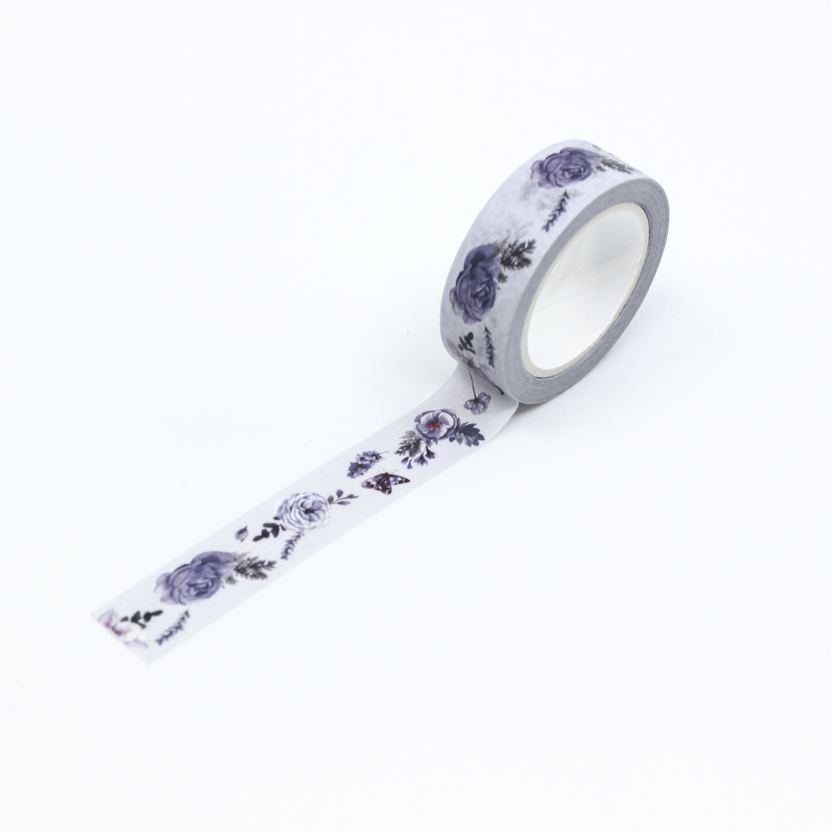 Infuse your projects with the enchanting allure of flowers using our lavender purple roses and pansies floral washi tape, showcasing a lovely combination of roses and pansies in shades of purple. This washi tape is sold at BBB Supplies Craft Shop.