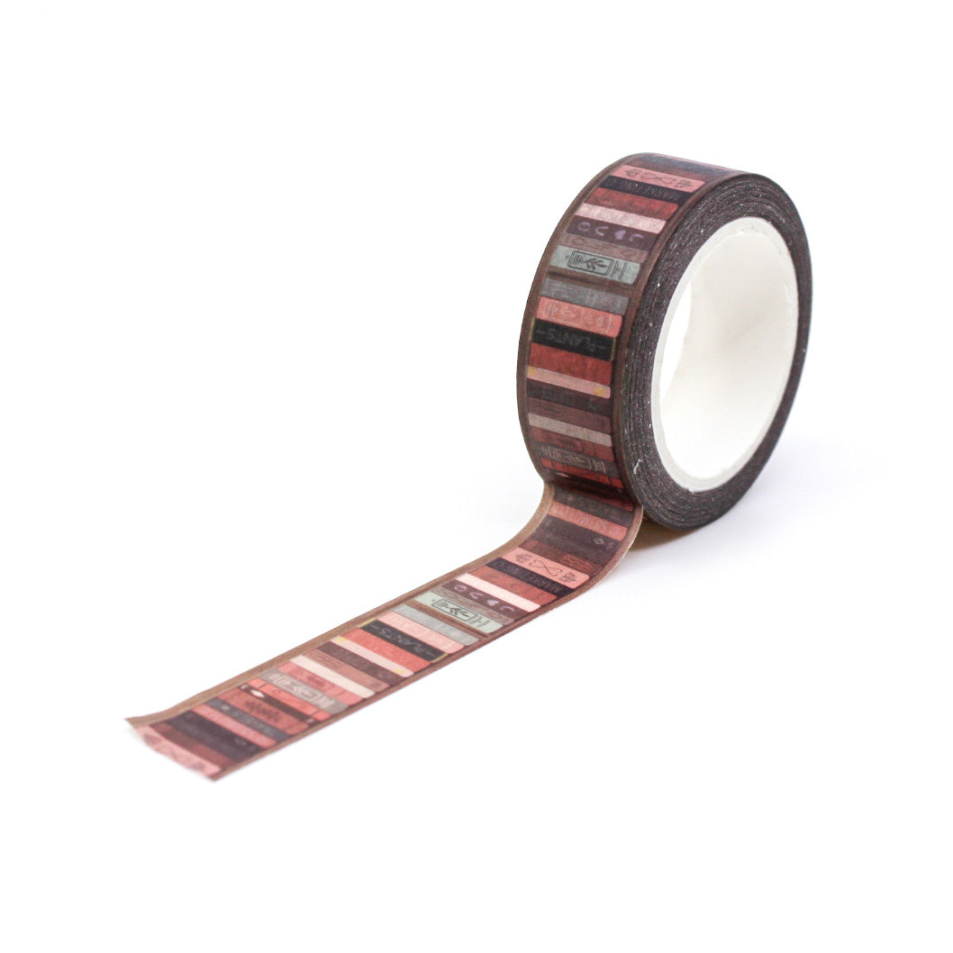 This washi tape features a dark and moody design of a library bookshelf, perfect for adding a touch of vintage charm to your projects, scrapbooks, or journals. This tape is sold at BBB Supplies Craft Shop.