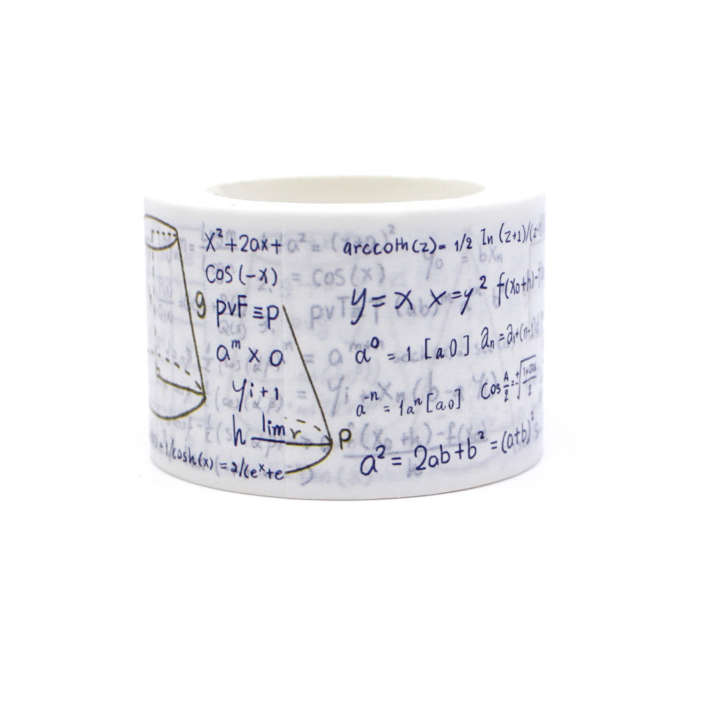 Mathematics, Chemistry, and Geometry Washi Tape set, a creative blend of symbols, formulas, and geometric shapes perfect for science, math, or academic-themed projects. This tape is sold at BBB Supplies Craft Shop.