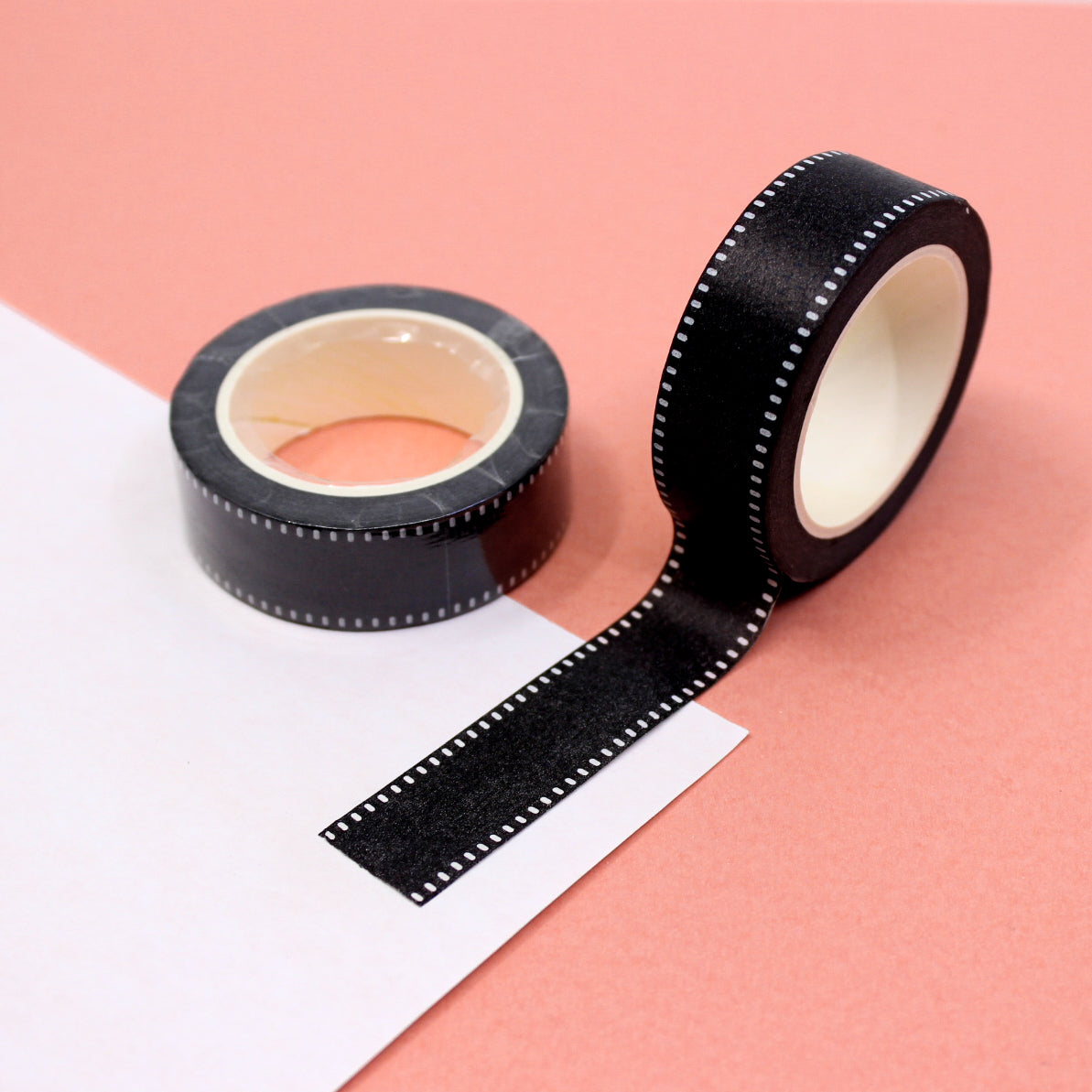 Enhance your creations with our captivating black faux grosgrain ribbon washi tape, showcasing a chic ribbon-like pattern that brings a sense of style and refinement to your crafts. This tape is sold at BBB Supplies Craft Shop.