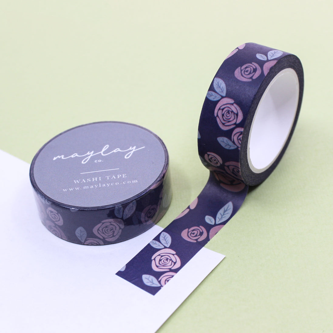 Modern Roses Floral Washi Tape with a contemporary design featuring vibrant roses, perfect for adding a stylish floral touch to your projects and crafts. This tape is from Maylay Co. and sold at BBB Supplies Craft Shop.