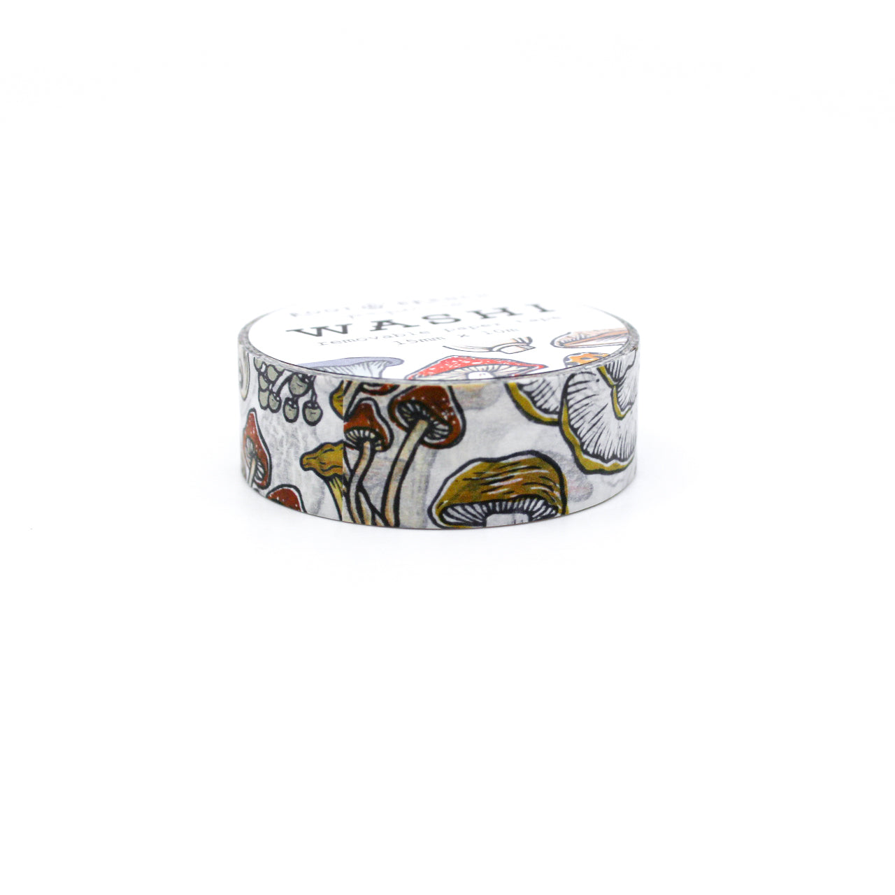 Mushroom Fungi Washi Tape, a delightful tape adorned with colorful mushrooms and fungi for crafting and decorating. This tape is from Root & Branch Paper Co. and Sold at BBB Supplies Craft Shop.