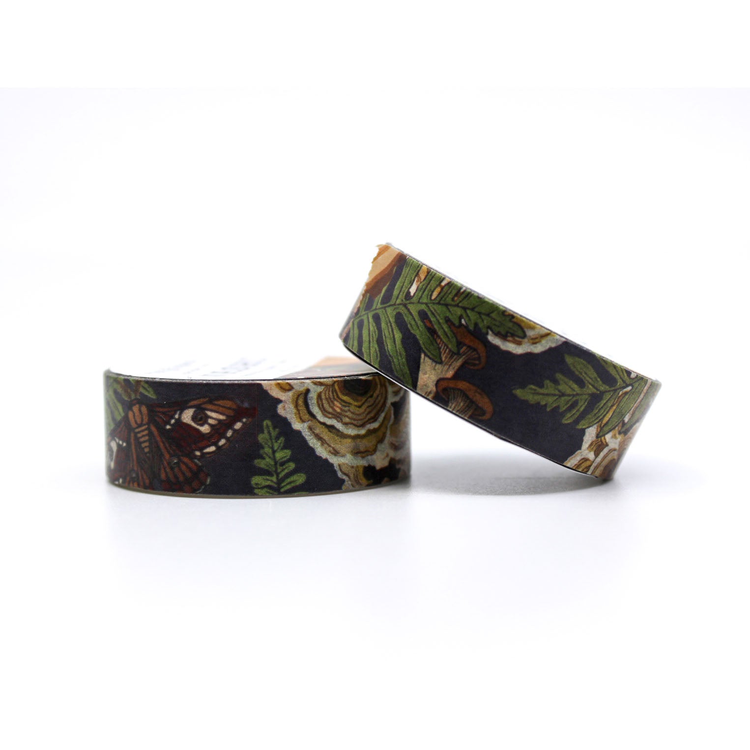This Mushnroom Grove Forest Floor Washi with its earthy tones of green, warm brown, and deep blues, this washi tape captures the peaceful beauty of nature's forest floor, including moths and snails, making it a delightful addition to your planner, journal, or crafting projects.
