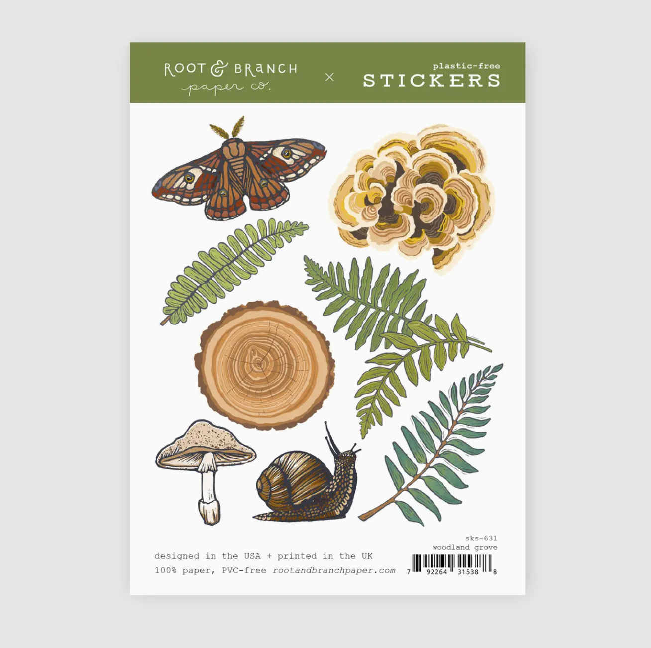 Mushroom Grove Sticker sheets featuring woodland animals, greenery, mushrooms, and nature-themed illustrations perfect for journals, planners, and crafting.