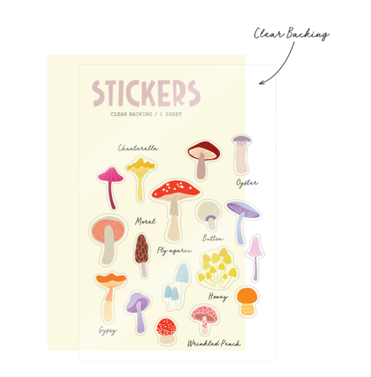 Nature-inspired magical mushroom stickers for decorating journals, letters, and scrapbooks