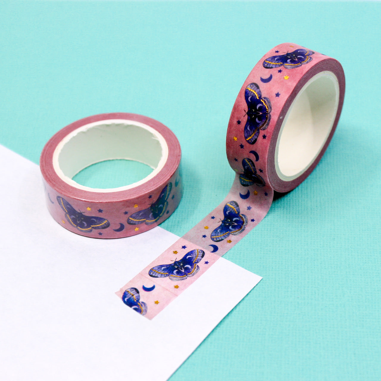 Unleash a touch of mystique with our Mystical Purple Butterfly Washi Tape adorned with shimmering gold foil accents. Ideal for adding a touch of magic to your creative projects. This tape is sold at BBB Supplies Craft Shop.