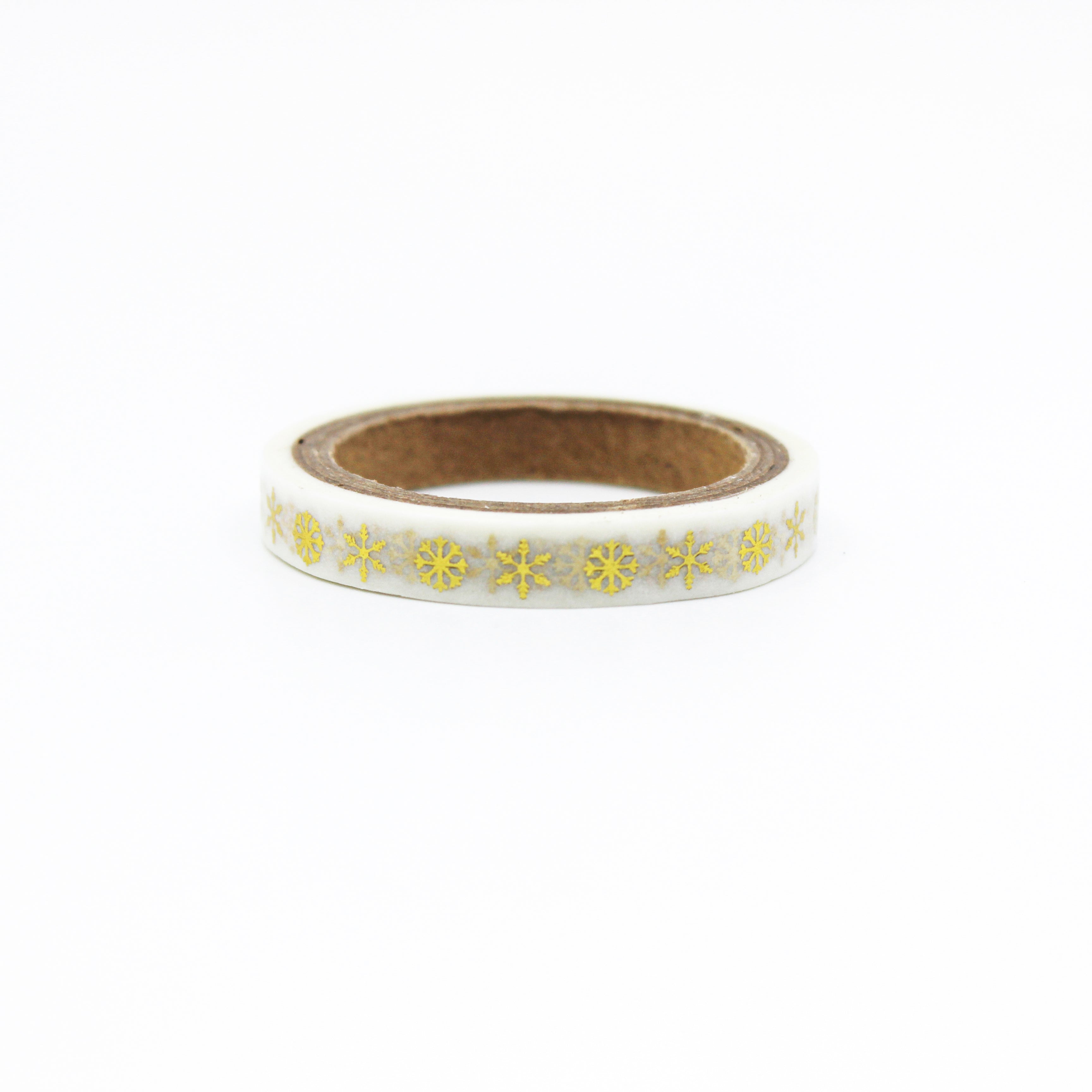 Embrace the beauty of winter with our gold foil snowflake washi tape, featuring intricate and glistening snowflake designs, perfect for adding a touch of frosty elegance to your crafts. This tape is sold at BBB Supplies Craft Shop.