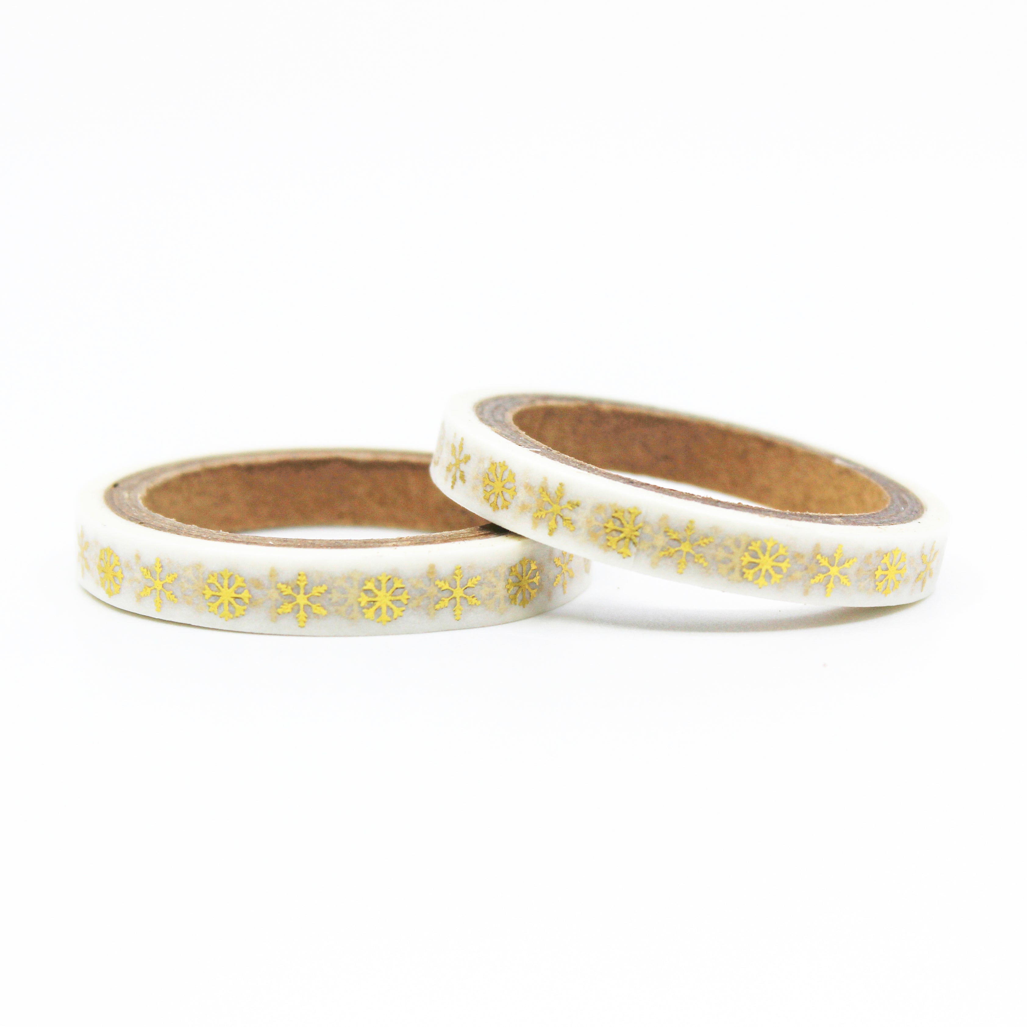 Embrace the beauty of winter with our gold foil snowflake washi tape, featuring intricate and glistening snowflake designs, perfect for adding a touch of frosty elegance to your crafts. This tape is sold at BBB Supplies Craft Shop.