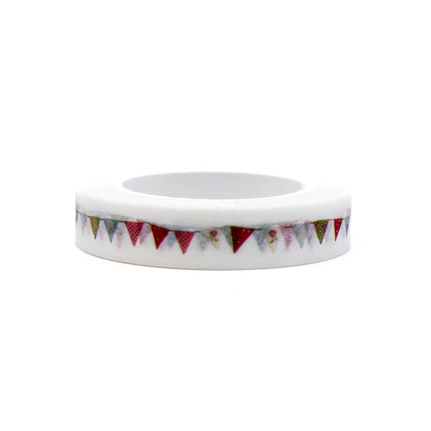 Elevate your projects with our Colorful Bunting Banner Flags Washi Tape, featuring a cheerful array of colorful flags. Ideal for adding a festive and celebratory touch to your crafts. This tape is sold at BBB Supplies Craft Shop.