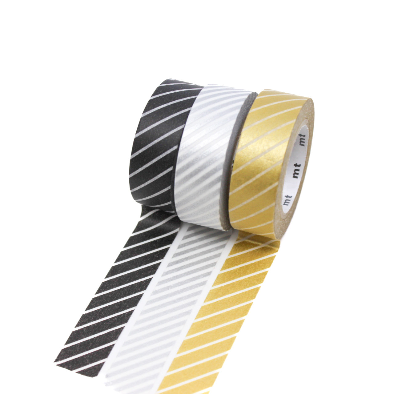 Infuse your projects with the appeal of clean lines using our washi tape, adorned with narrow diagonal stripes that add a subtle and stylish element to your crafts. This Diagonal Striped Washi tape is from MT Brand Washi and sold at BBB Supplies Craft Shop.