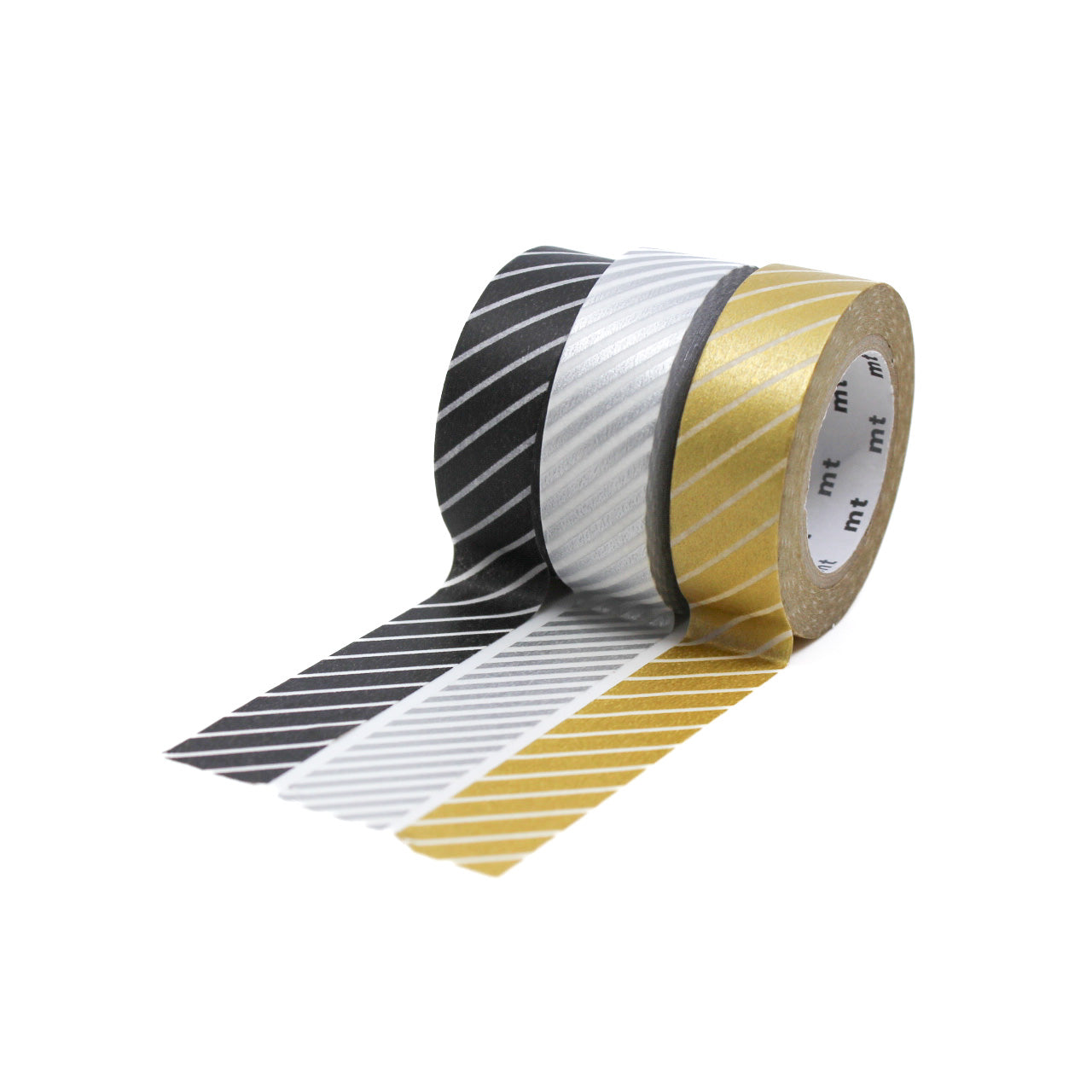 Infuse your projects with the appeal of clean lines using our washi tape, adorned with narrow diagonal stripes that add a subtle and stylish element to your crafts. This Diagonal Striped Washi tape is from MT Brand Washi and sold at BBB Supplies Craft Shop.
