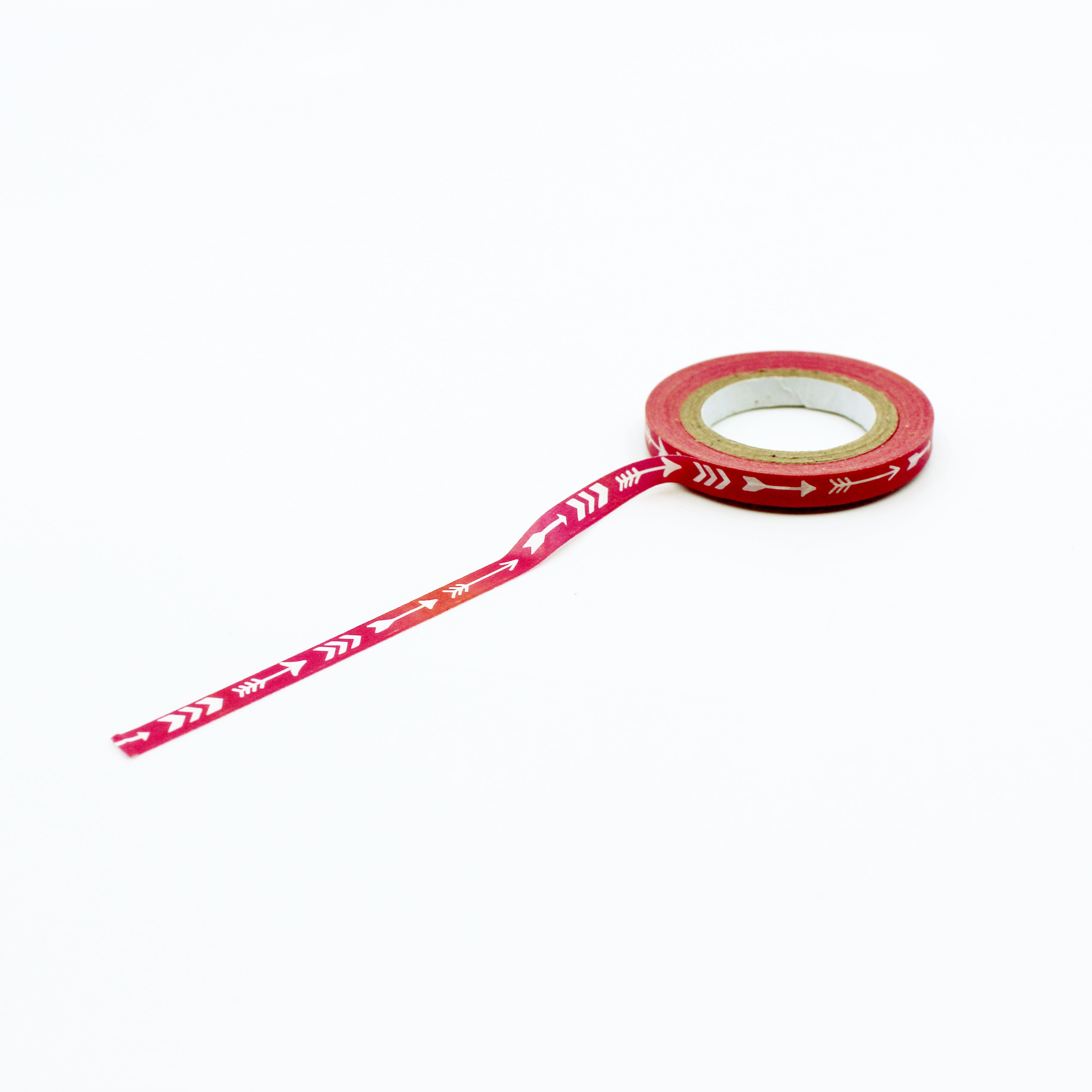 Enhance your crafts with our Narrow Pink Arrow Washi Tape, featuring a sleek and stylish arrow pattern in a vibrant shade of pink. Perfect for adding a contemporary and decorative touch to your projects. This tape is sold at BBB Supplies Craft Shop.