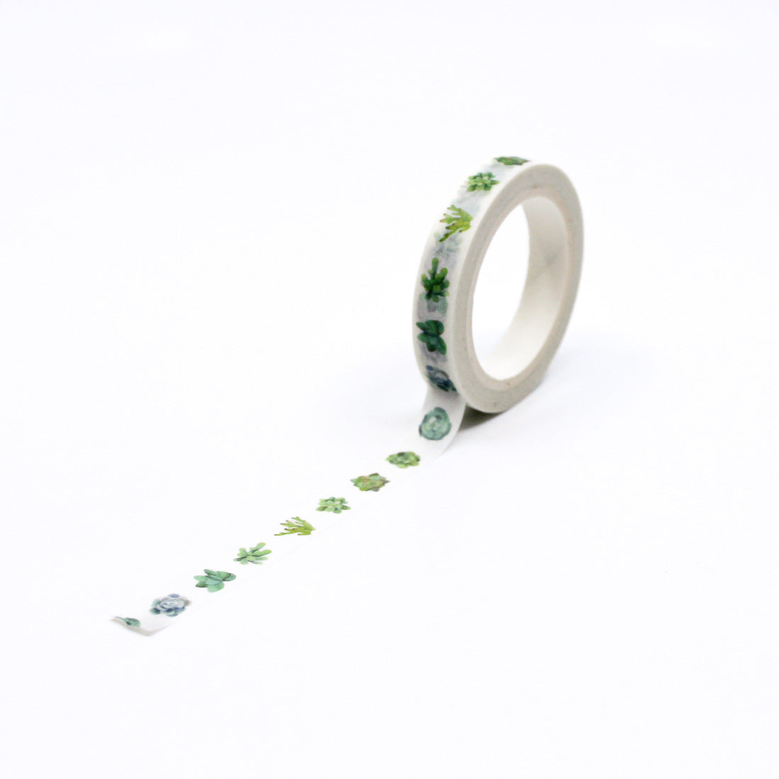 Bring a touch of nature to your projects with our Narrow Succulent Plants Washi Tape, featuring delicate and detailed succulent illustrations. Ideal for adding a touch of botanical charm to your crafts. This tape is sold at BBB Supplies Craft Shop.