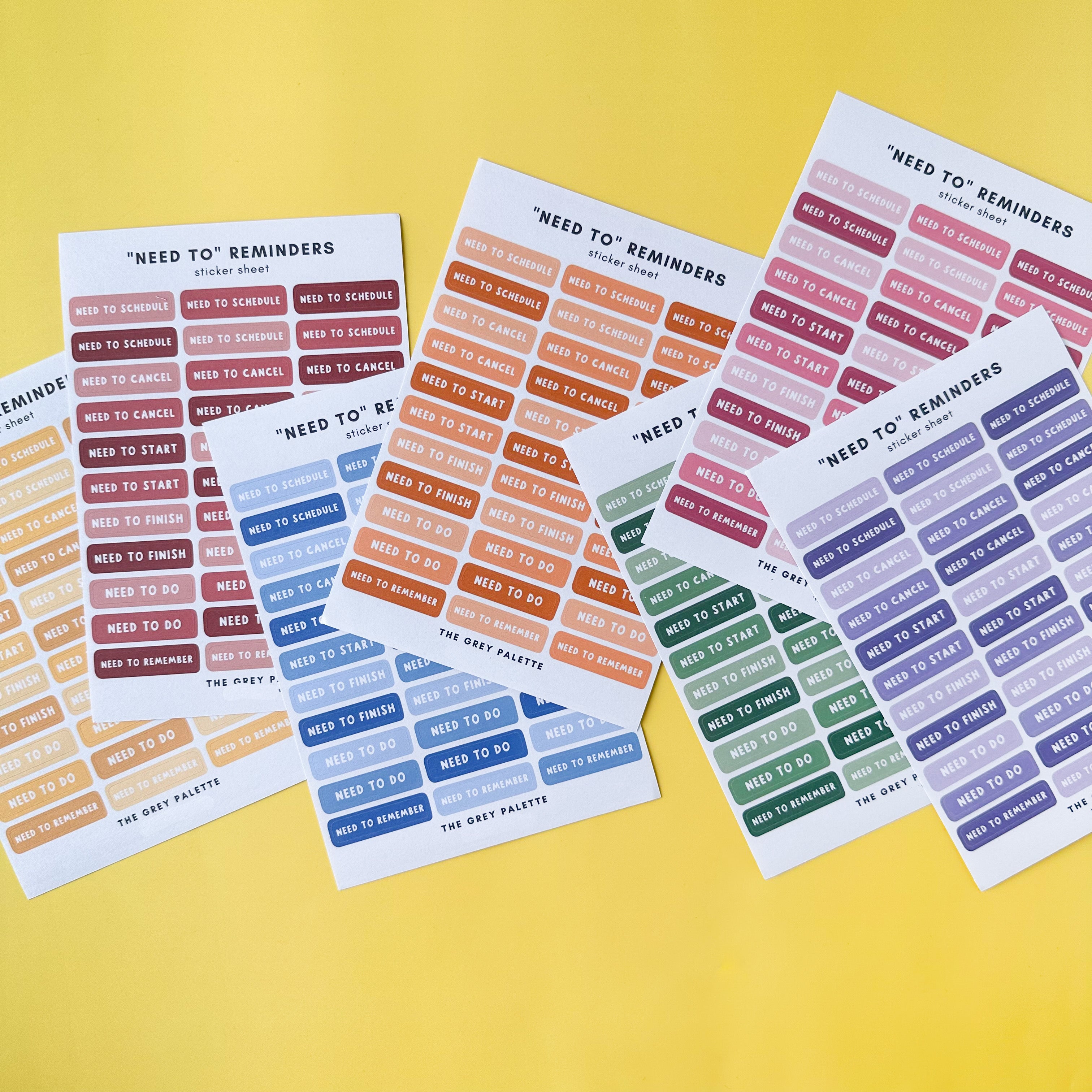 Colorful 'Need To' Planner Sticker Sheets