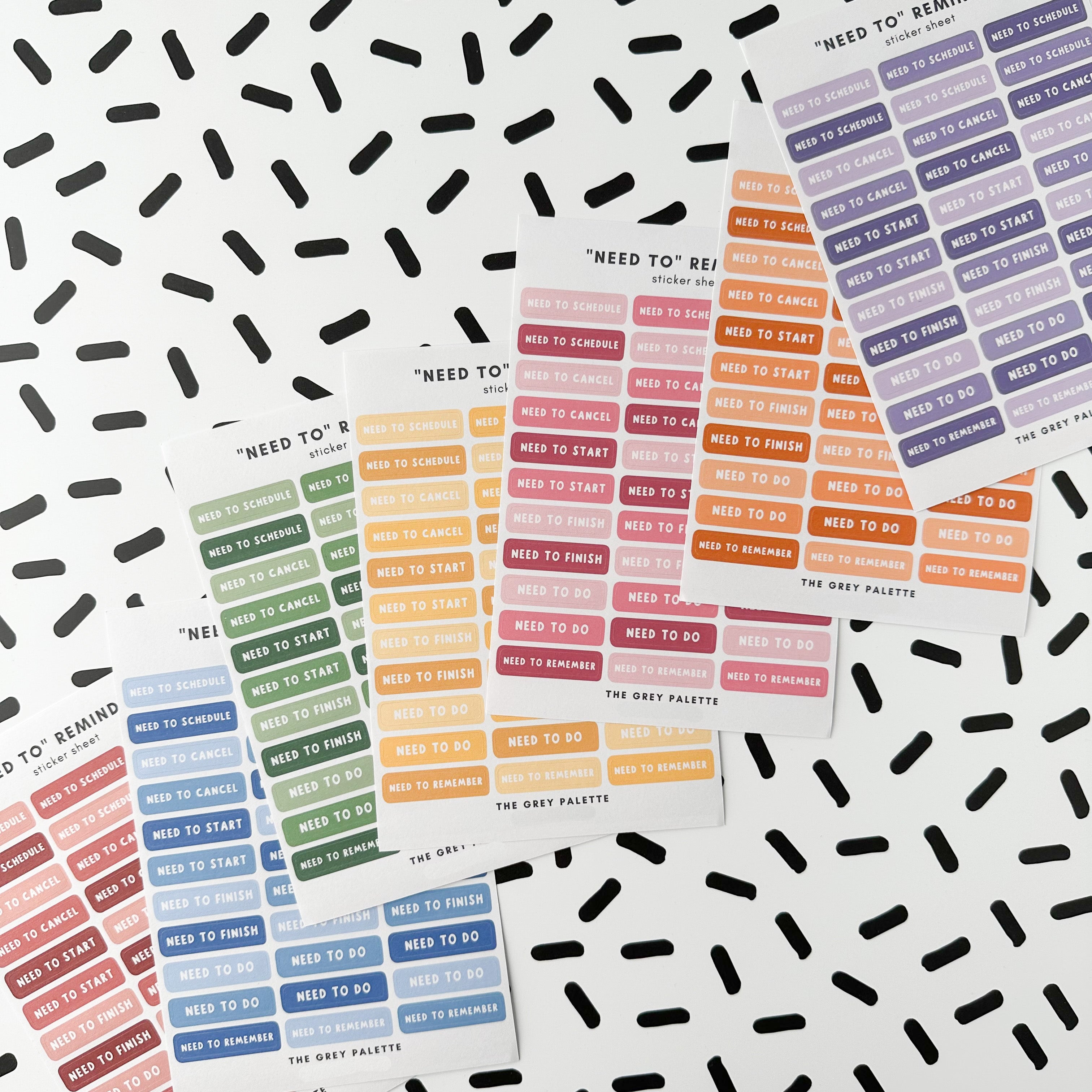 Colorful 'Need To' Planner Sticker Sheets