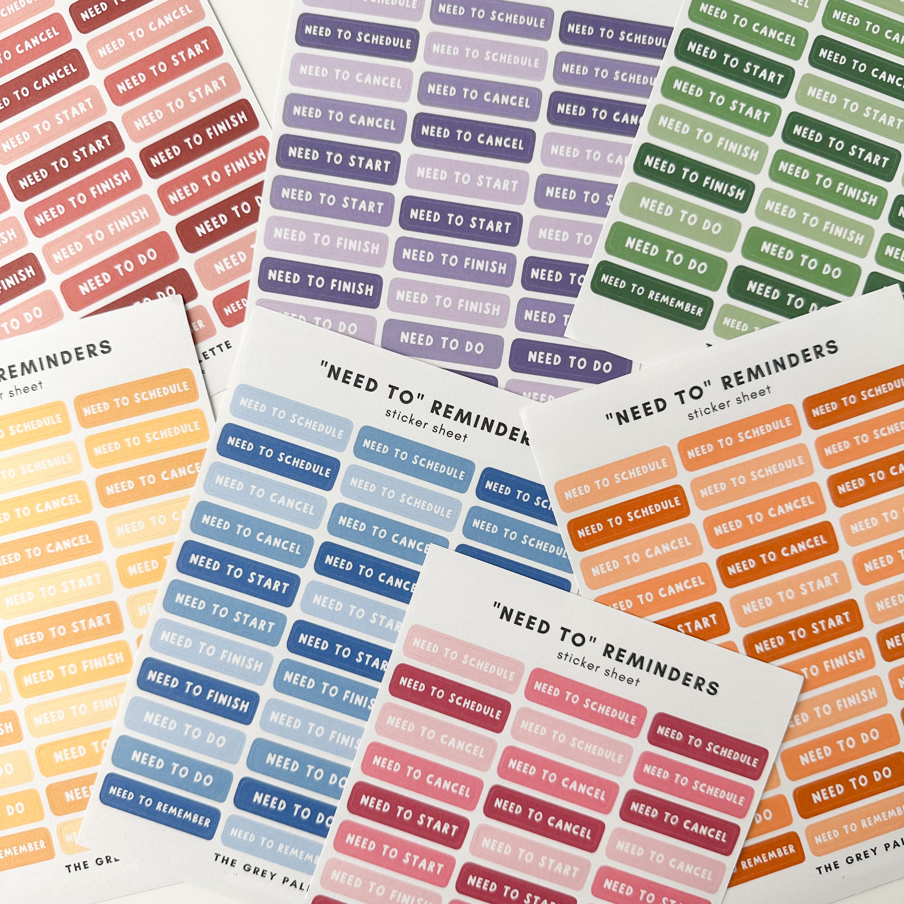 Colorful 'Need To' Planner Sticker Sheets