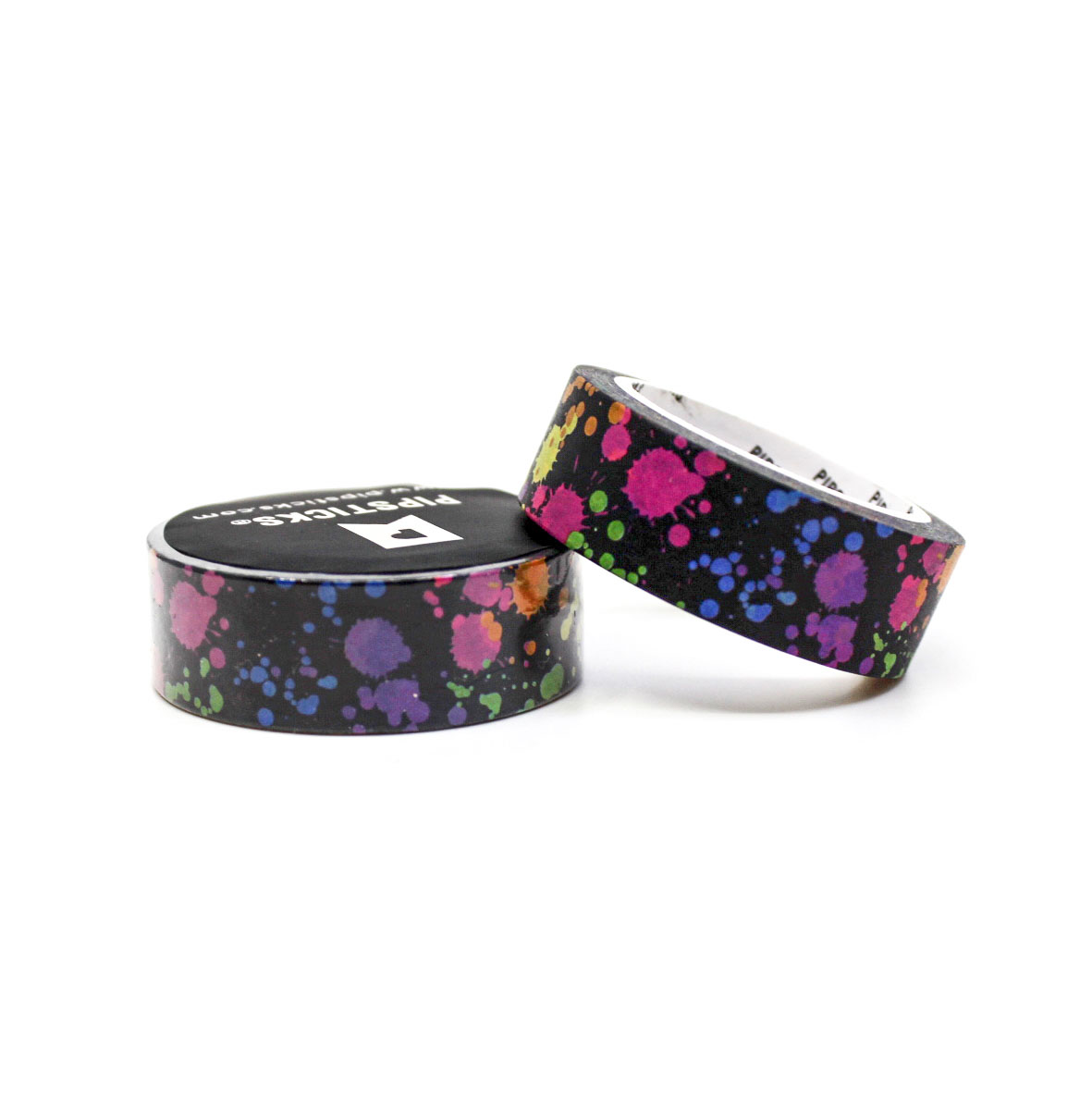 This Neon Paint Splatter Pattern Washi Tape is a bold and energetic addition to your craft and stationery collection. With vivid neon colors spraypaint splattered across the black background, it brings a lively, artistic flair to your planners, journals, and scrapbooking projects
