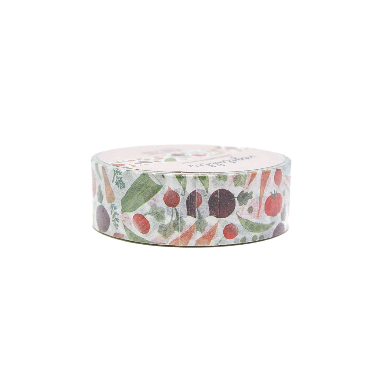 Washi tape features cute, colorful illustrations of vegetables like carrots, broccoli, tomatoes, and bell peppers, ideal for meal planning and adding a playful, healthy touch to your crafts.