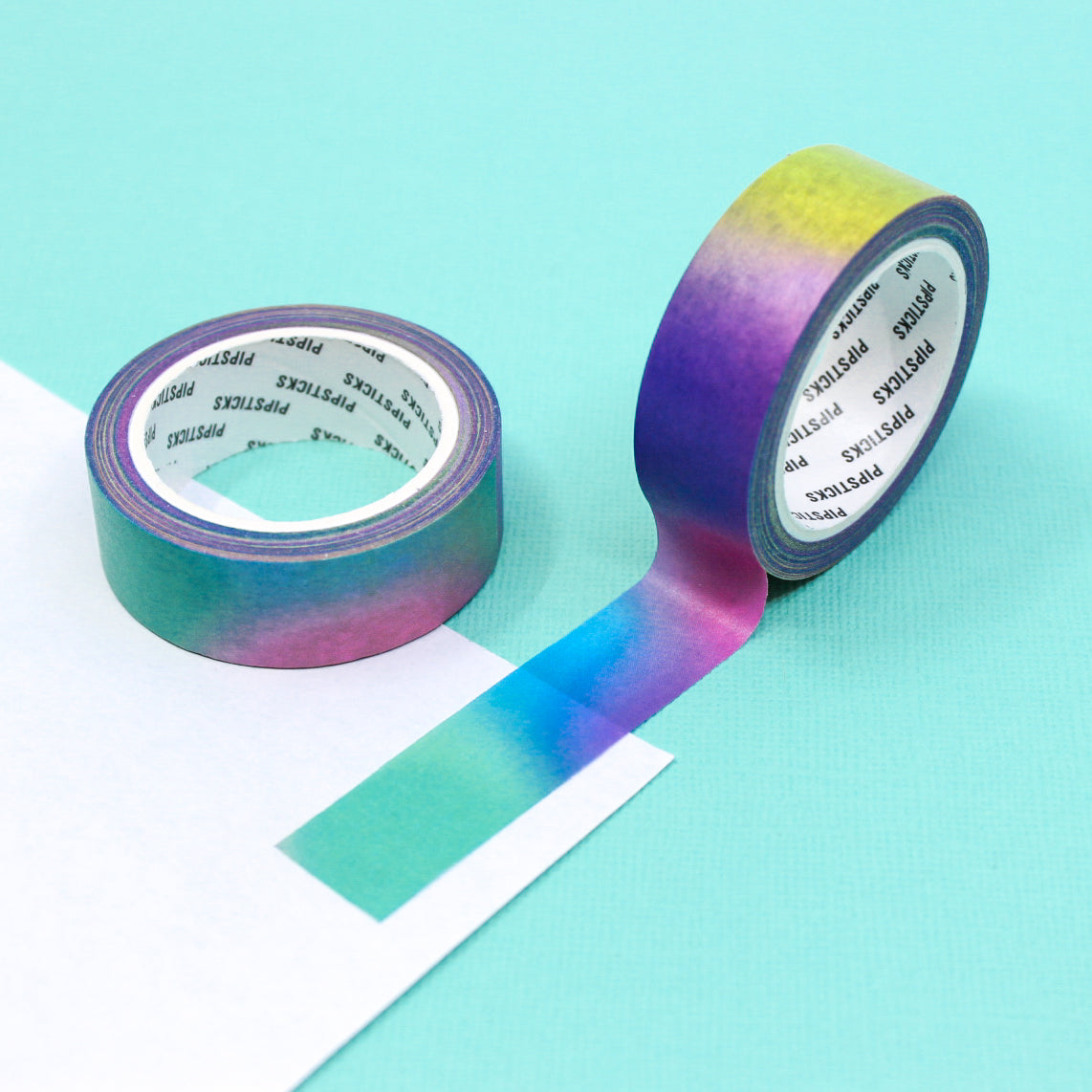 Brighten up your projects with our Ombre Rainbow Watercolor Washi Tape, featuring a vibrant and smoothly blended ombre rainbow design. Ideal for adding a splash of color and creativity to your crafts. This tape is from pipsticks and sold at BBB Supplies Craft Shop.