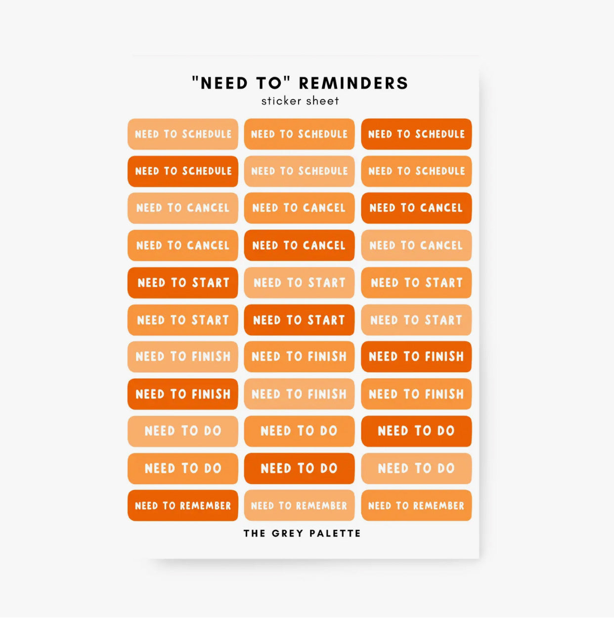 Colorful 'Need To' Planner Sticker Sheets