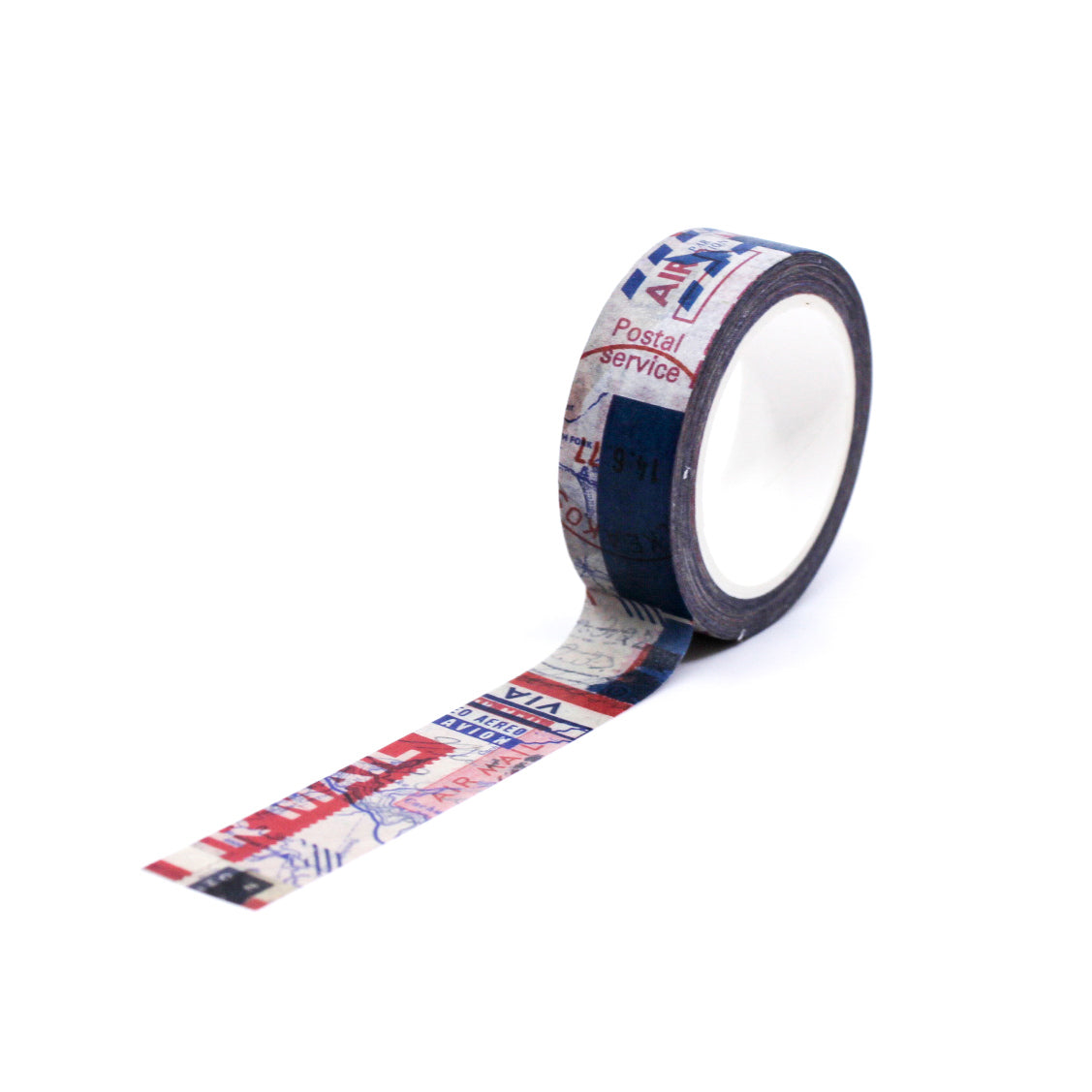 "Par Avion Air Mail Washi Tape" features classic red and blue airmail stripes with elegant 'Par Avion' text, adding a vintage, international flair to your letters, journals, planners, and craft projects. Perfect for mail art enthusiasts and those who love timeless, travel-inspired designs.