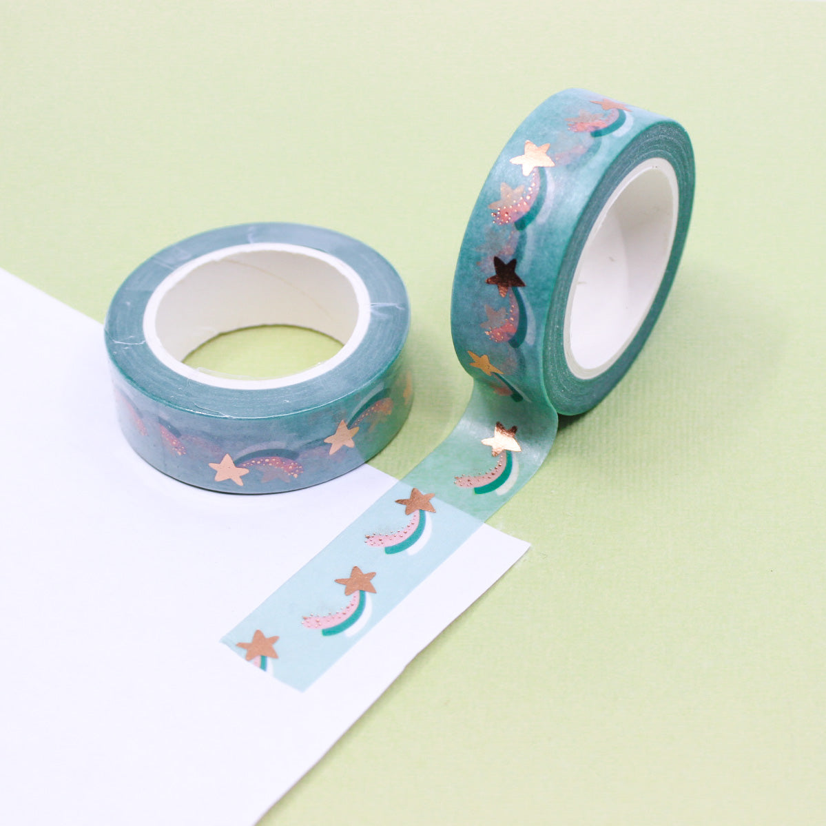 Illuminate your projects with a celestial touch using this pastel shooting star comet washi tape. Ideal for adding a whimsical and dreamy accent to your journals, scrapbooks, and crafts. This tape is sold at BBB Supplies craft Shop.