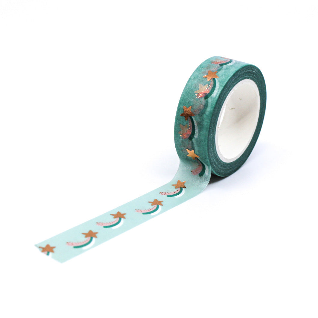 Illuminate your projects with a celestial touch using this pastel shooting star comet washi tape. Ideal for adding a whimsical and dreamy accent to your journals, scrapbooks, and crafts. This tape is sold at BBB Supplies craft Shop.