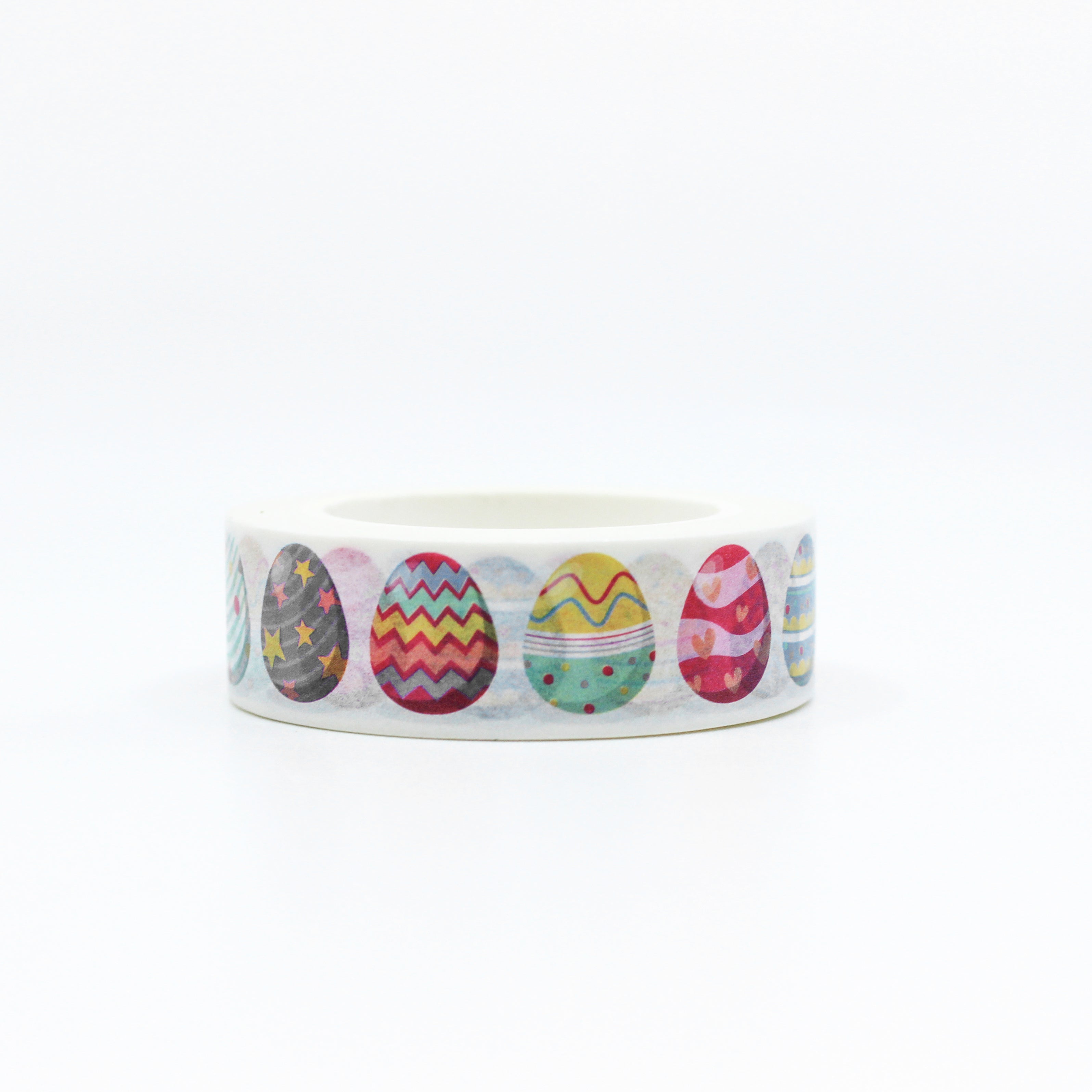 Patterned Easter Egg Washi Tape: Decorate your Easter projects with this charming washi tape featuring a variety of colorful and patterned Easter eggs, perfect for adding a festive touch to cards, gifts, and decorations. This tape is sold at BBB Supplies Craft Shop.