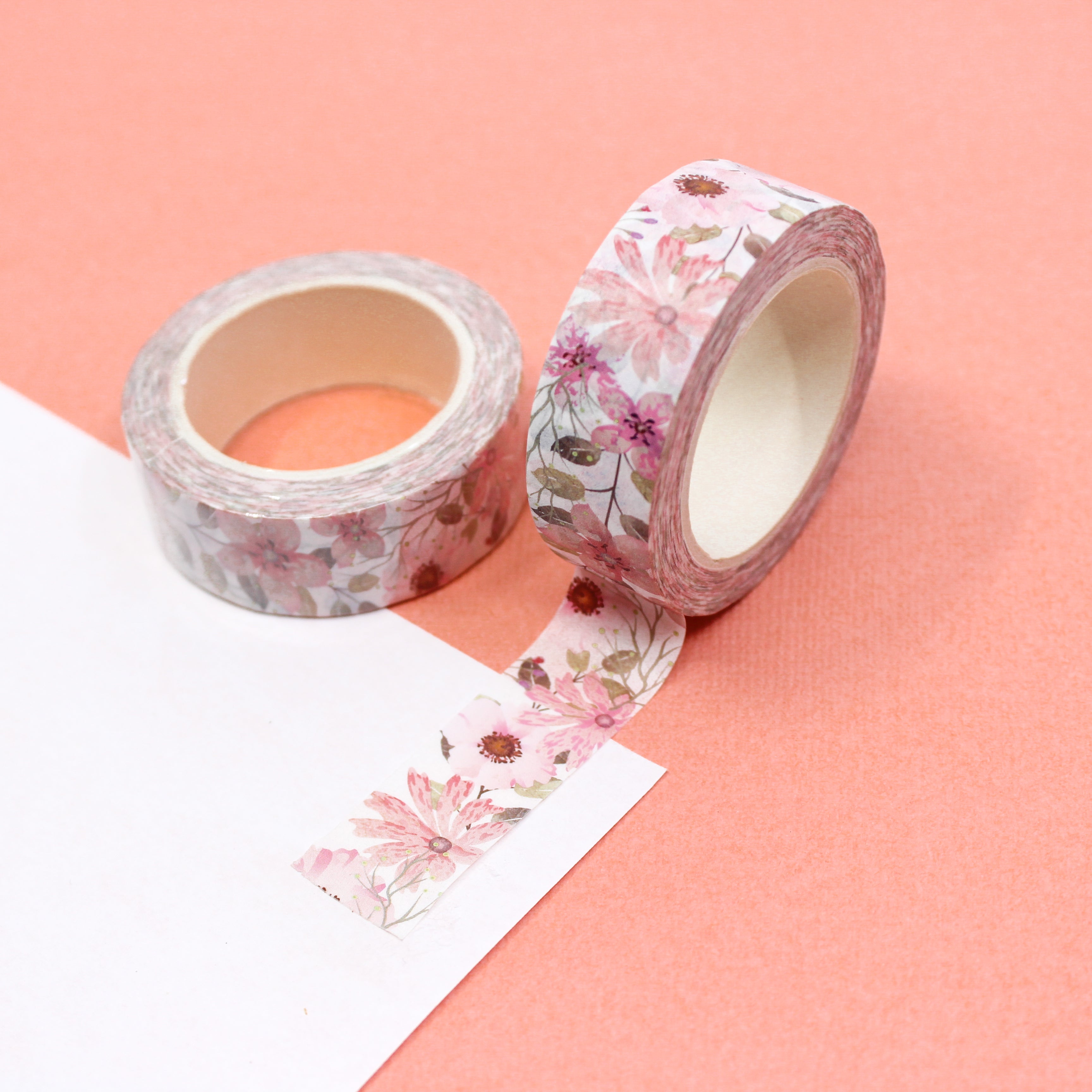 Elevate your projects with our captivating pink floral washi tape, showcasing charming flower motifs that bring a sense of freshness and vibrancy to your crafts. This tape is sold at BBB Supplies Craft Shop.