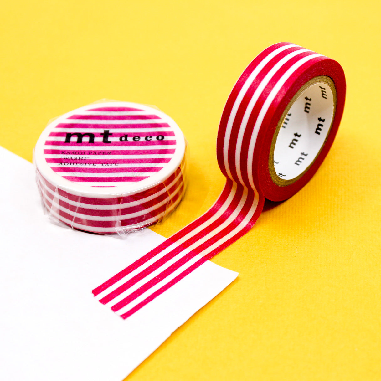 Enhance your crafts with our thicker line horizontal stripe washi tape, featuring bold and stylish stripes in a variety of colors, perfect for adding a dynamic and vibrant element to your projects. This Raspberry Pink tape is from MT Brand Masking Tape and sold at BBB Supplies Craft Shop.