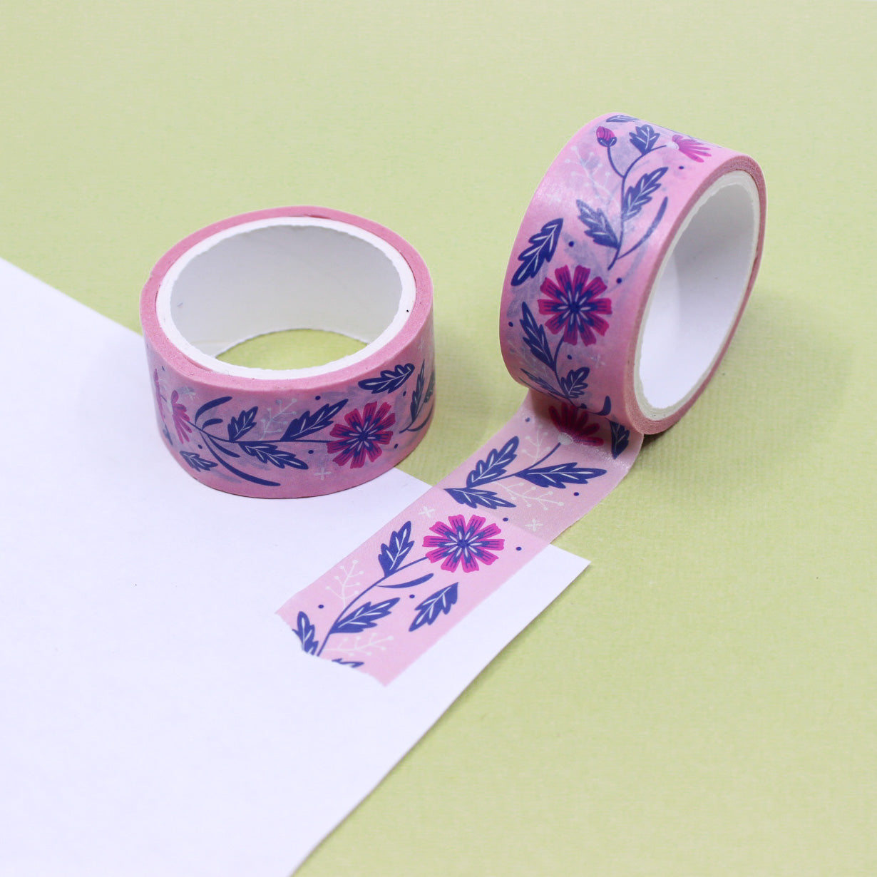 Enhance your crafts with our Pink & Blue Floral Washi Tape, featuring a delicate floral pattern in a lovely blend of pink and blue hues. Ideal for adding a touch of floral elegance to your projects. This tape is sold at BBB Supplies Craft Shop.