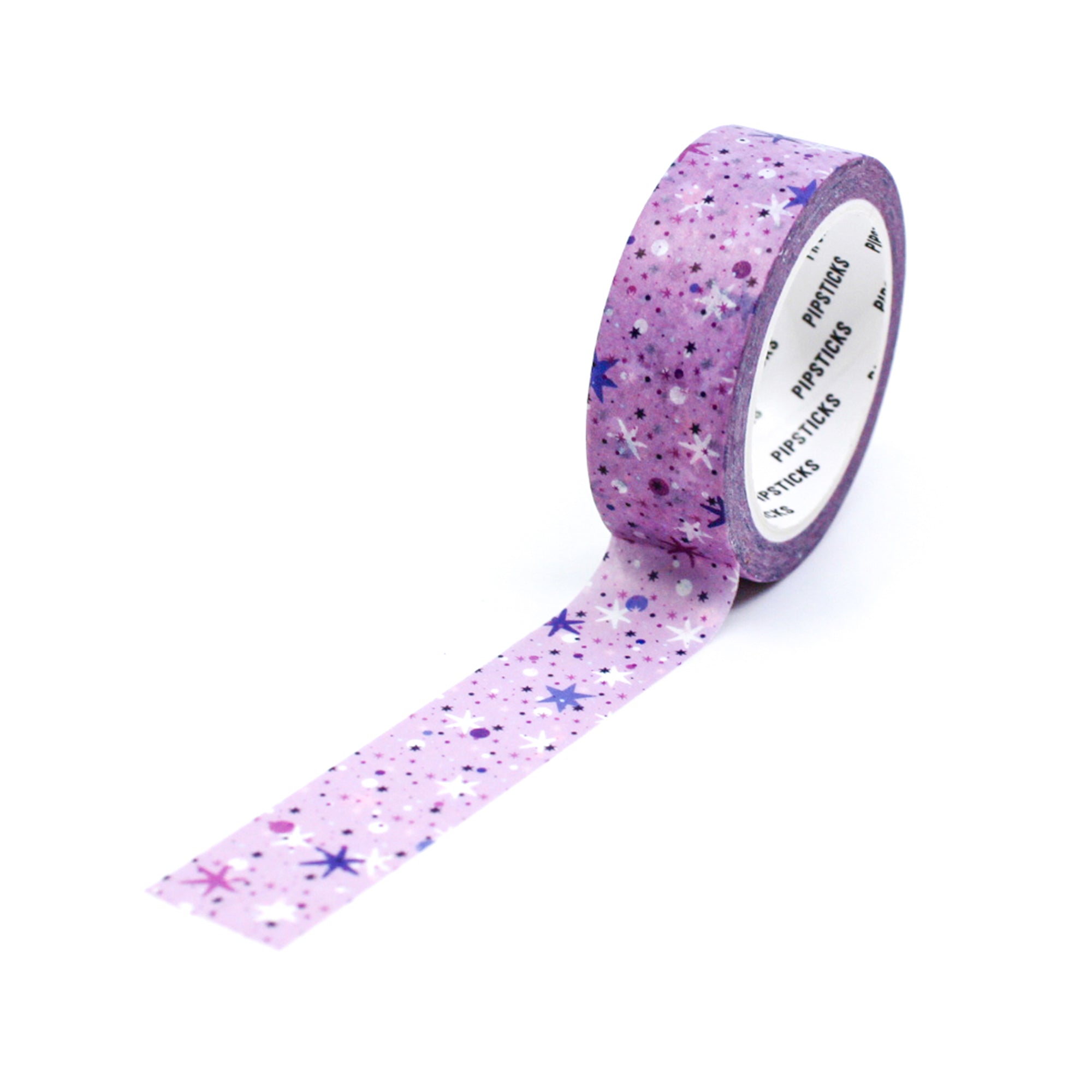 This charming pink confetti Stars washi features a delightful pattern of pink stars scattered among vibrant confetti, perfect for bringing a festive and whimsical feel to your scrapbooks, planners, and craft creations.