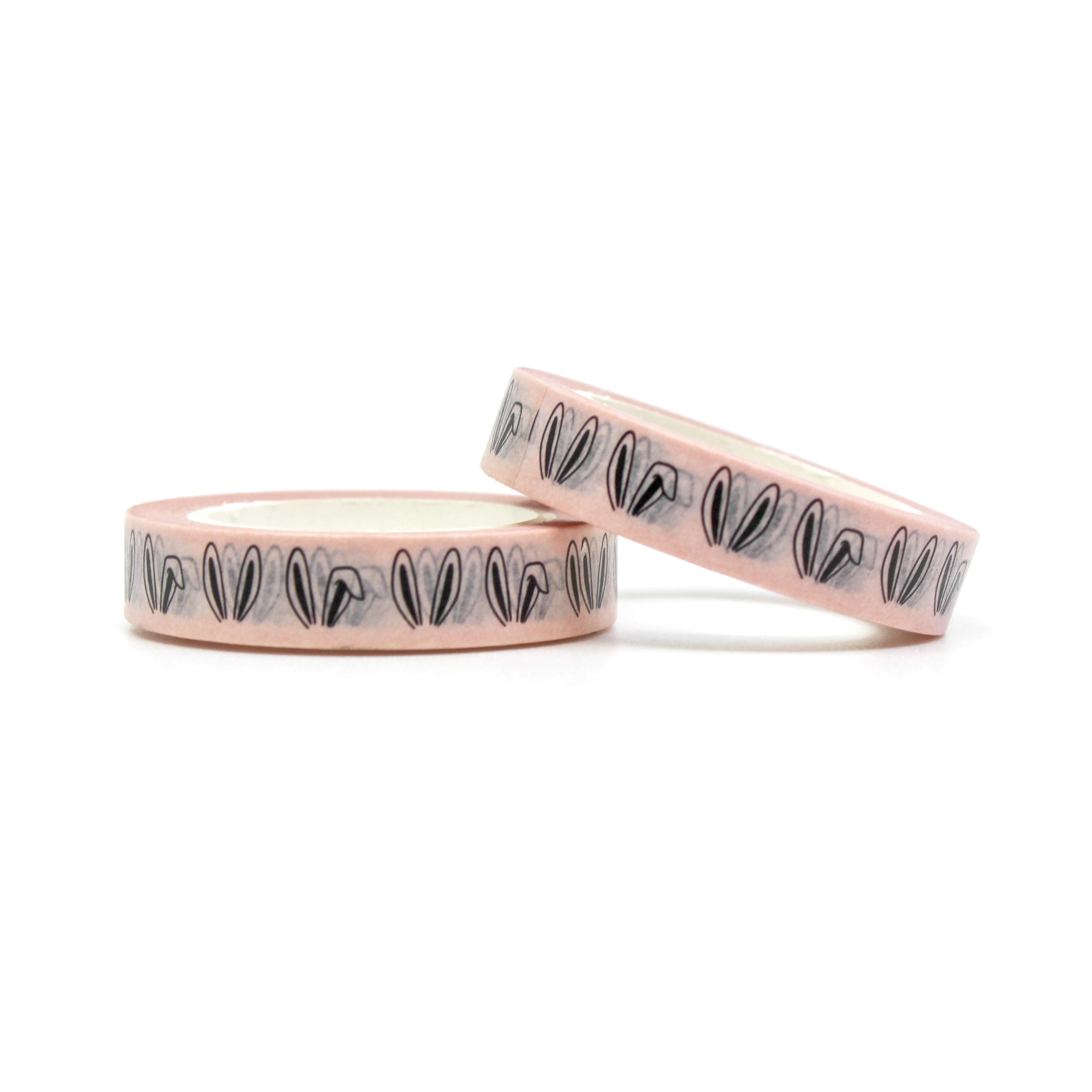 Pink Bunny Ears Washi Tape: Add a playful touch to your Easter crafts with this charming washi tape featuring a pattern of pink bunny ears. Perfect for decorating cards, gift wrap, and more! This tape is sold at BBB Supplies Craft Shop.