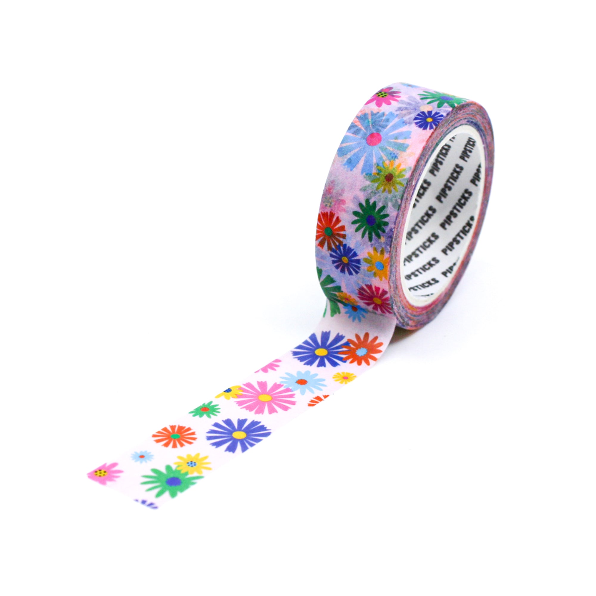 Infuse your creations with the spirit of flower power using our washi tape, featuring a lively combination of colorful flowers on a pink background, evoking a sense of positivity and retro charm. This tape is sold at BBB Supplies Craft Shop.